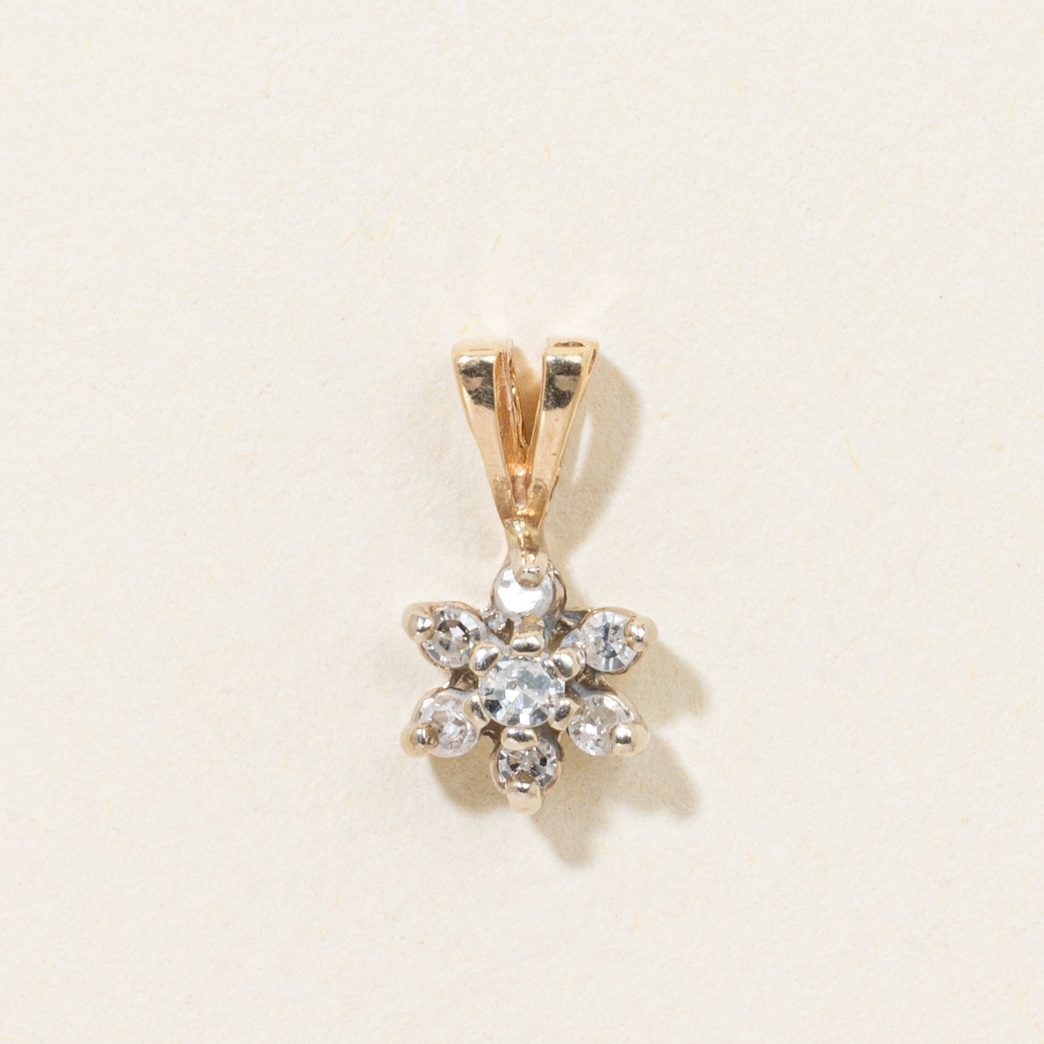 10k Diamond Petal Pendant