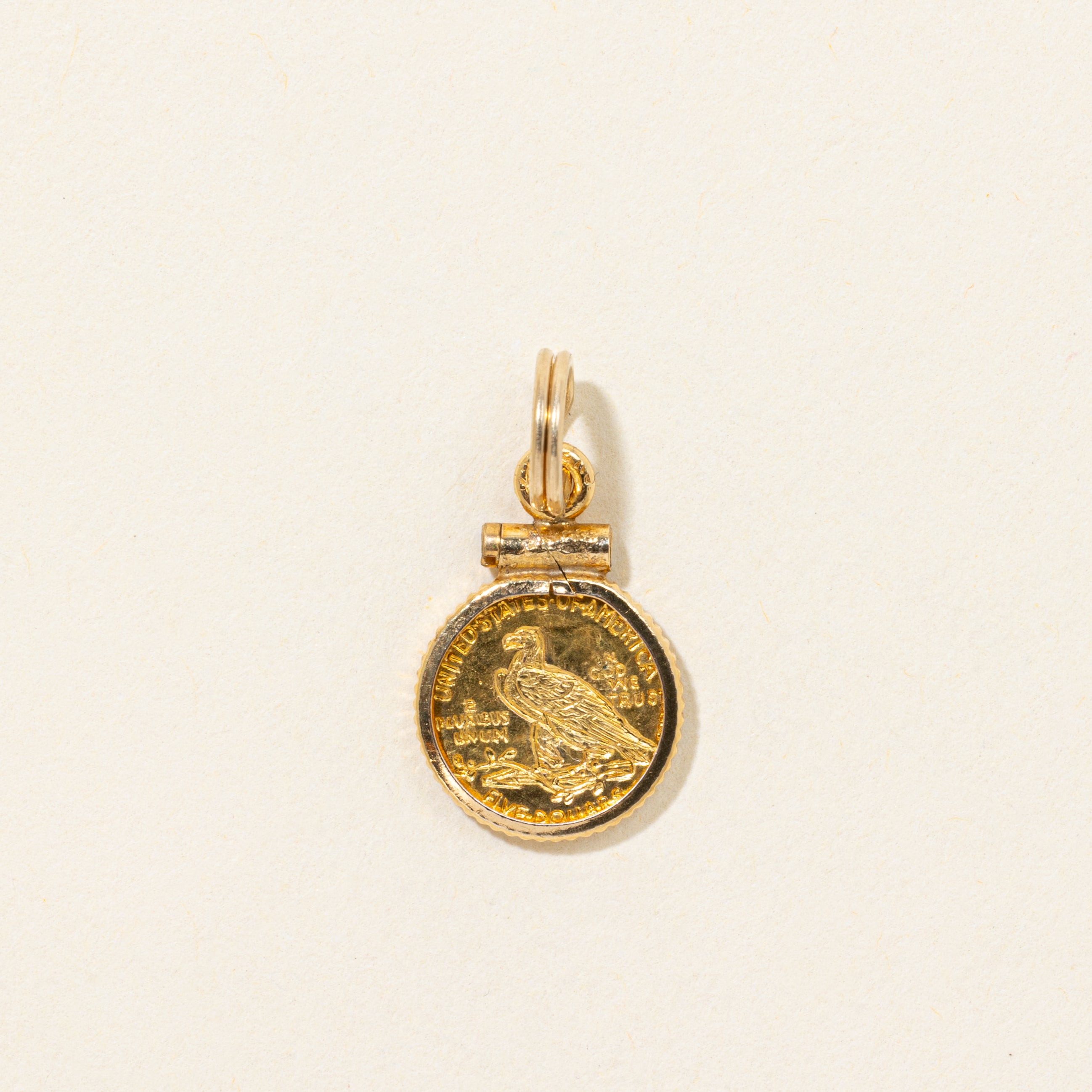 8k & 22k Yellow Gold American Quarter Coin Charm