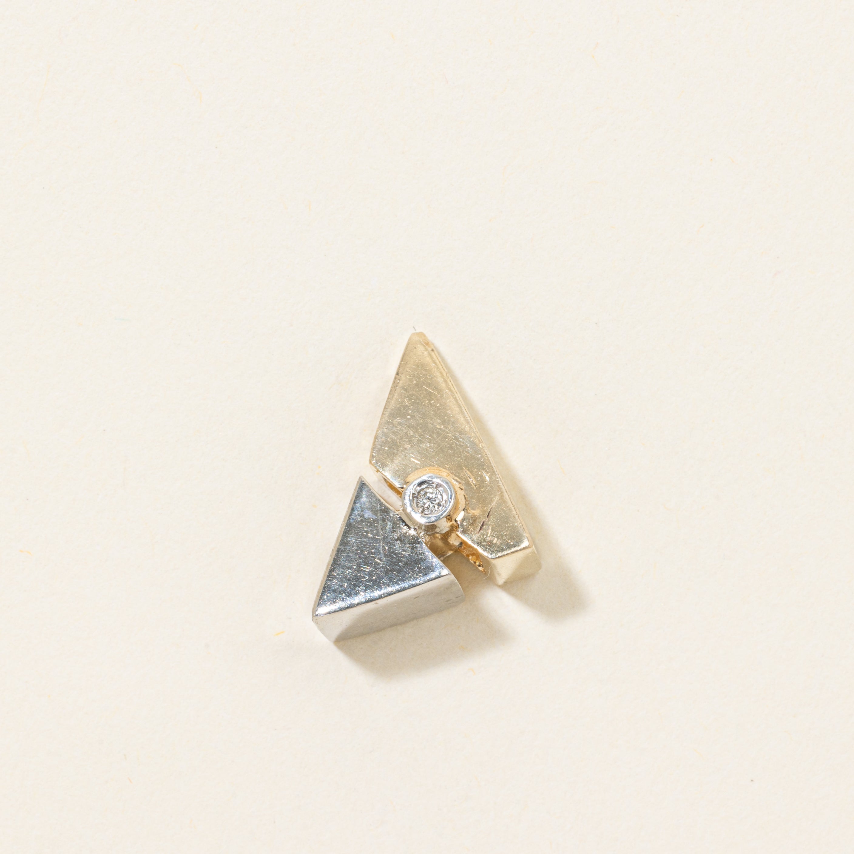 10k Two Gold Diamond Triangle Pendant