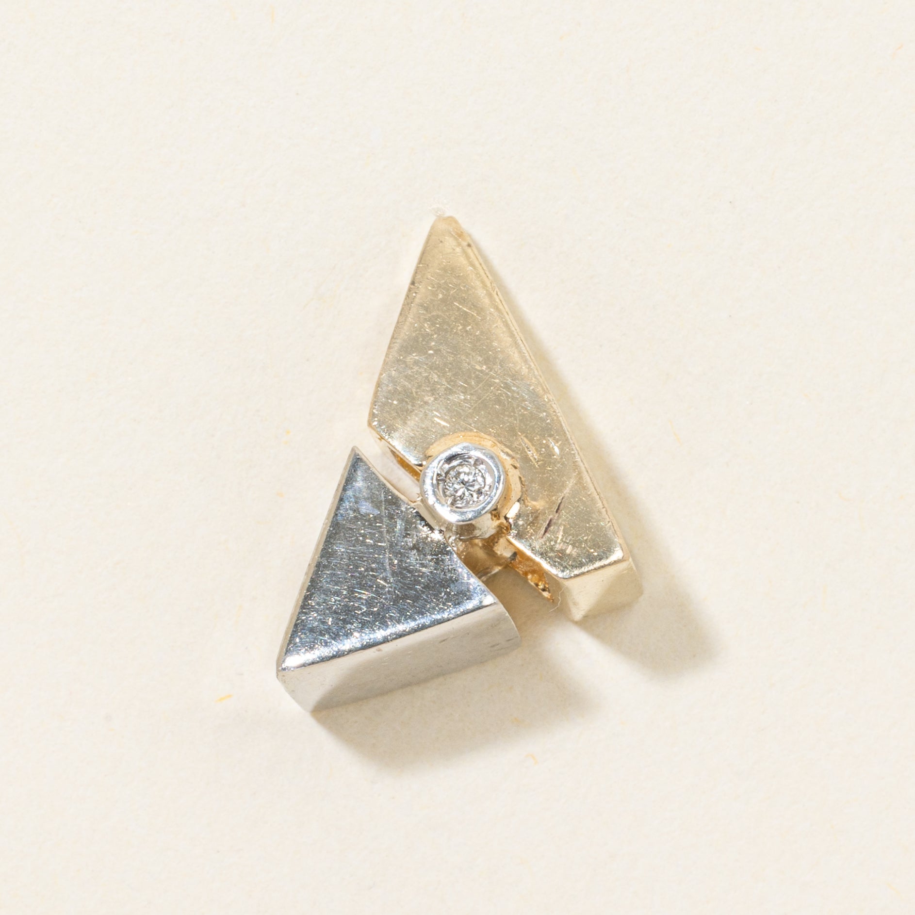 10k Two Gold Diamond Triangle Pendant