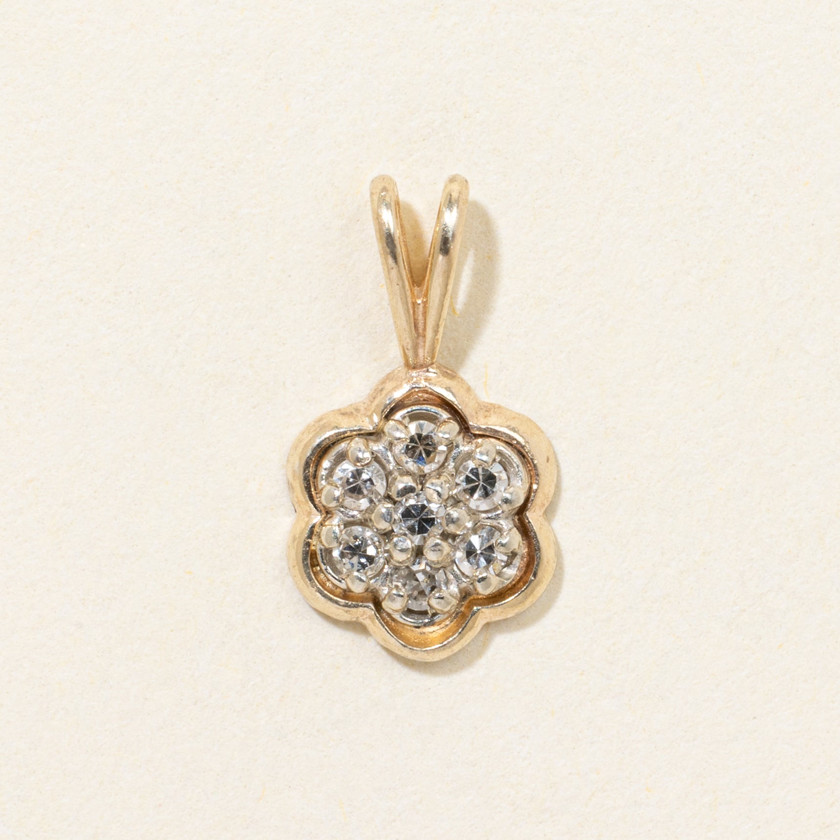 14k Diamond Cluster Flower Pendant