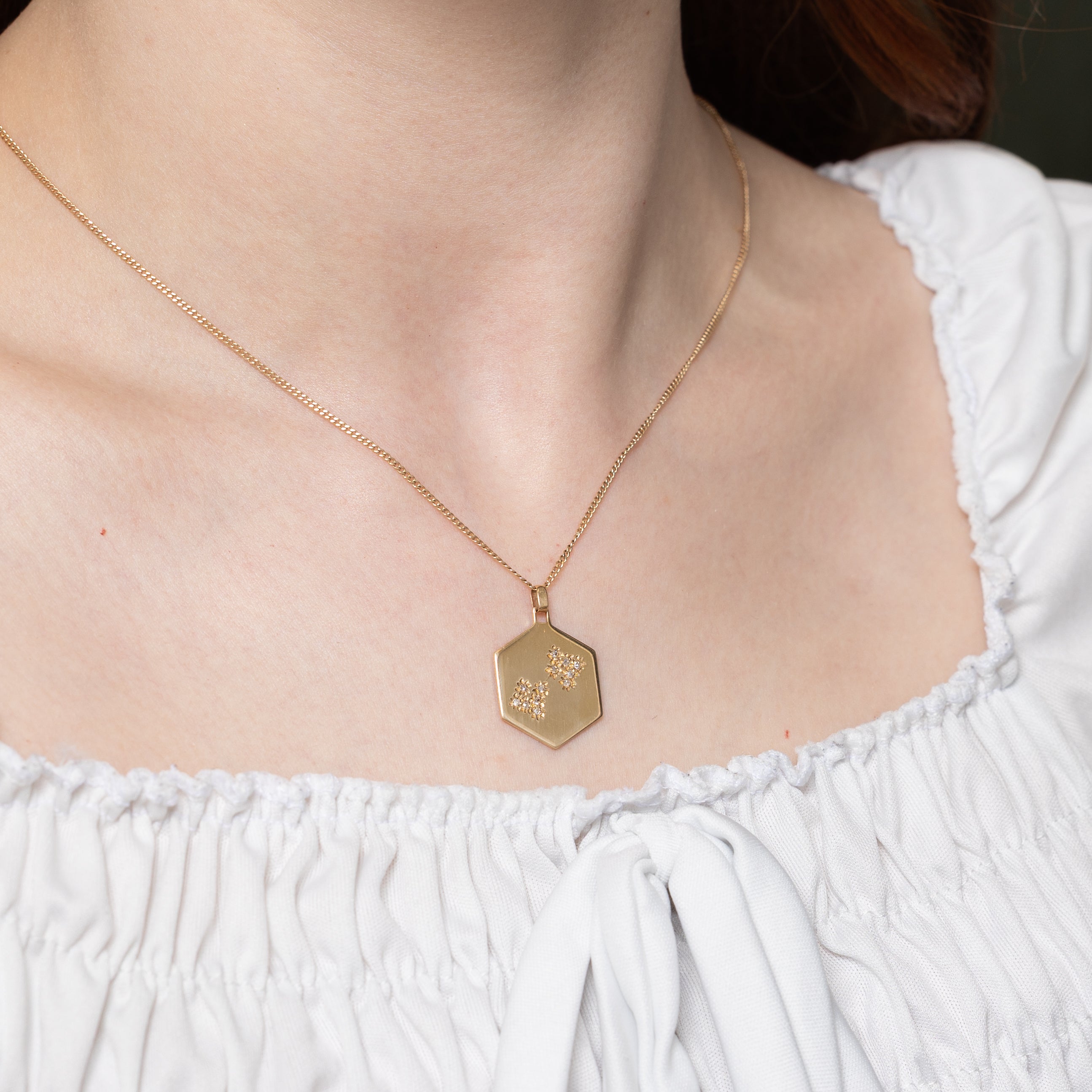 14k Diamond Constellation Hexagon Charm
