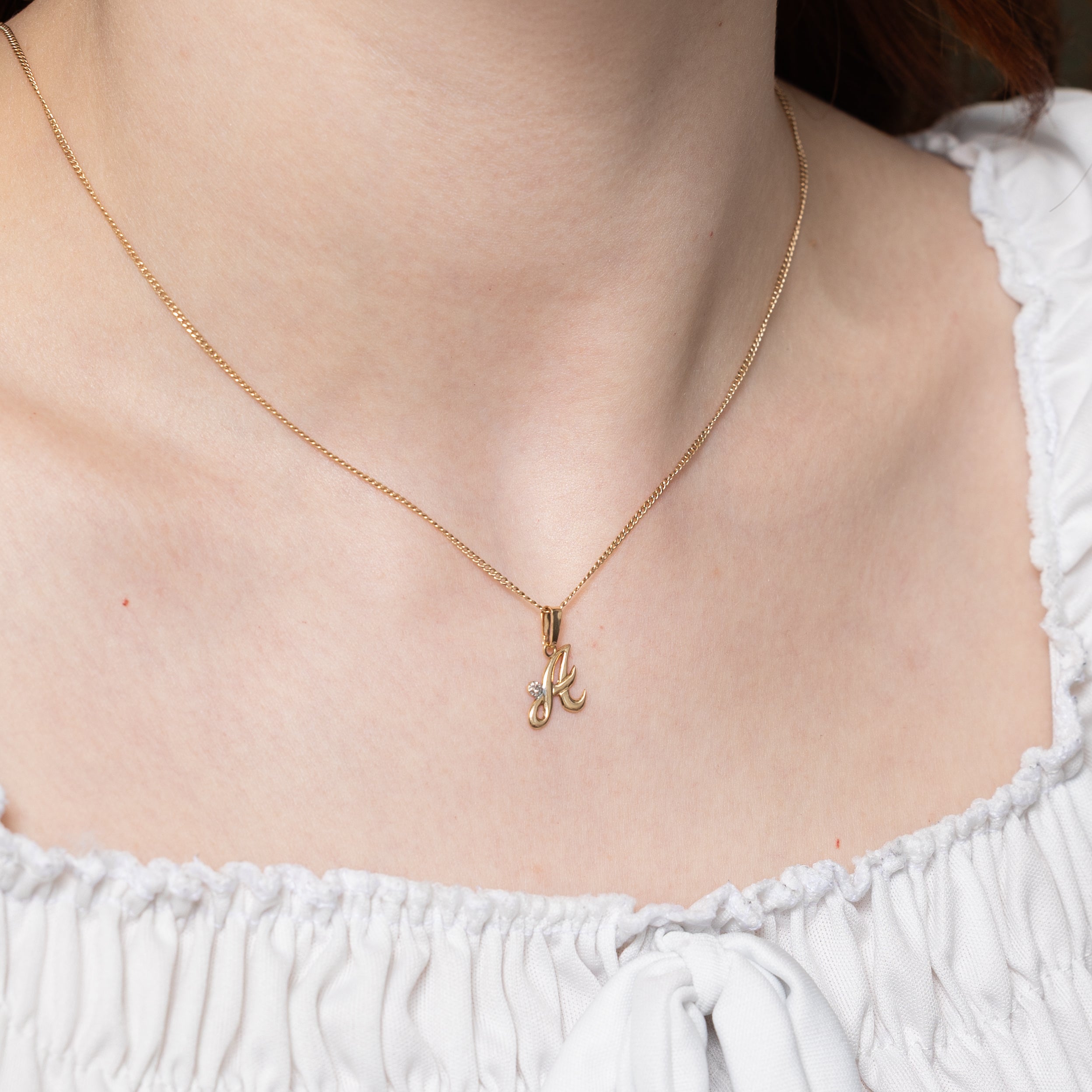 Pendentif initial « A » en diamant 10 carats