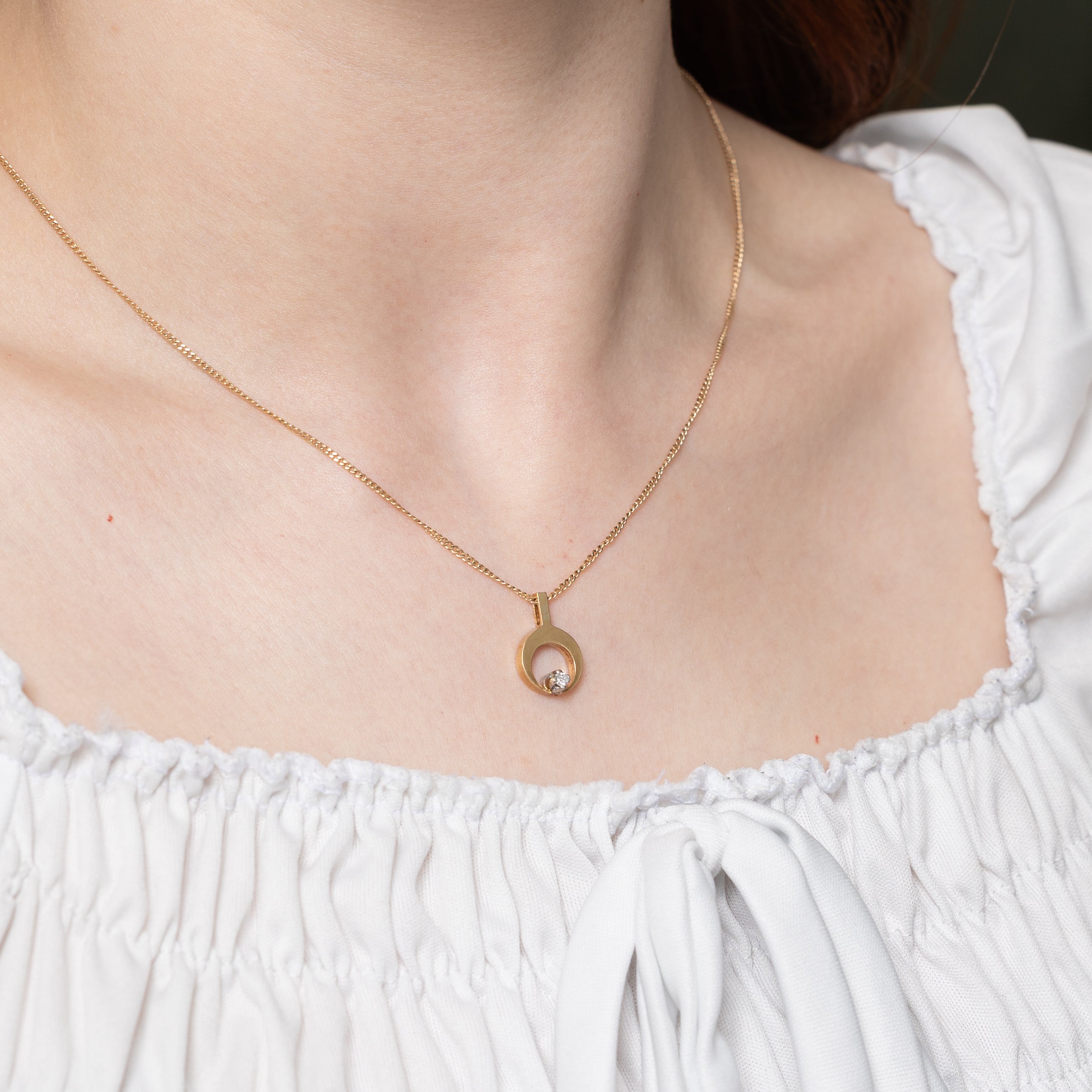 14k Diamond Open Circle Pendant