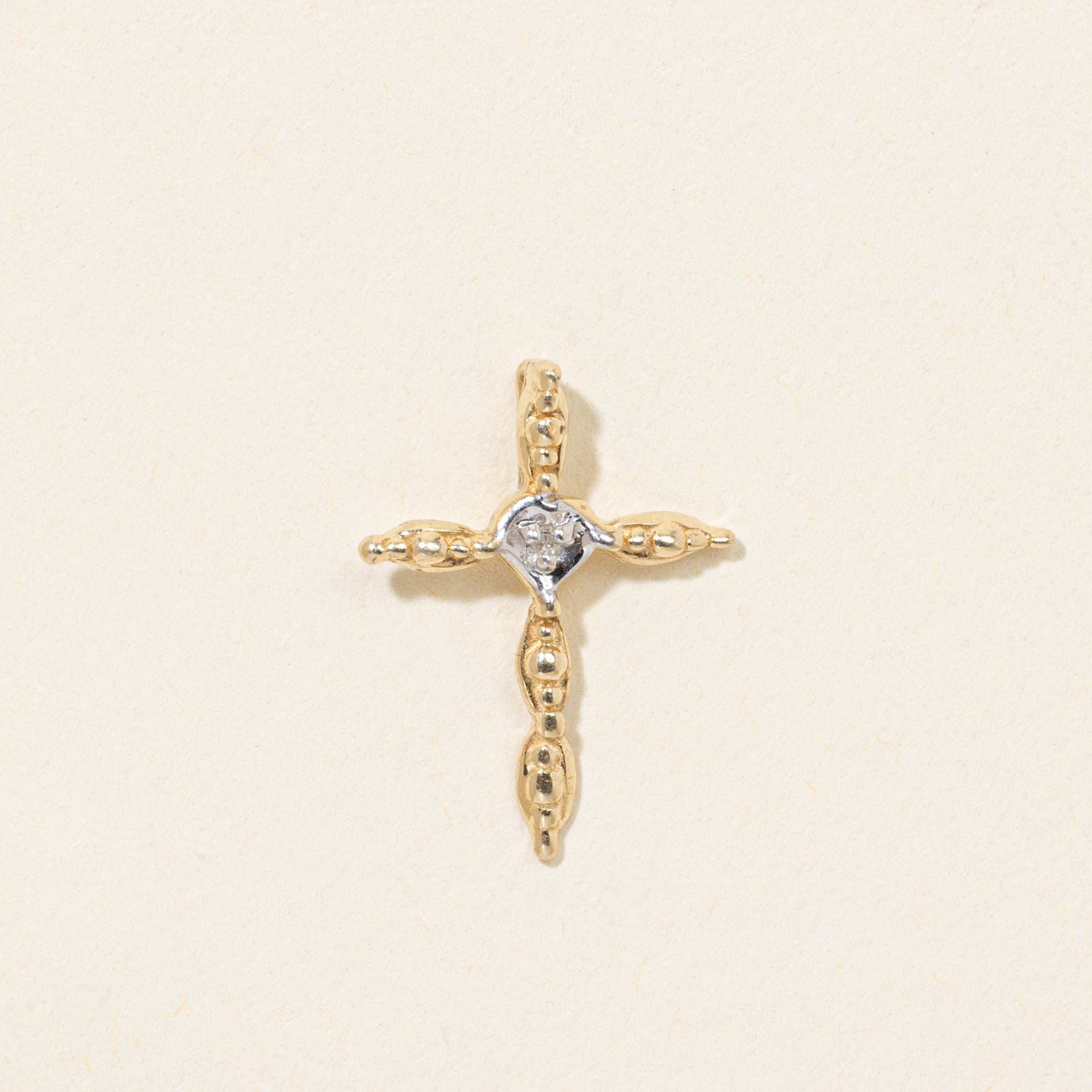 10k Diamond Textured Cross Pendant