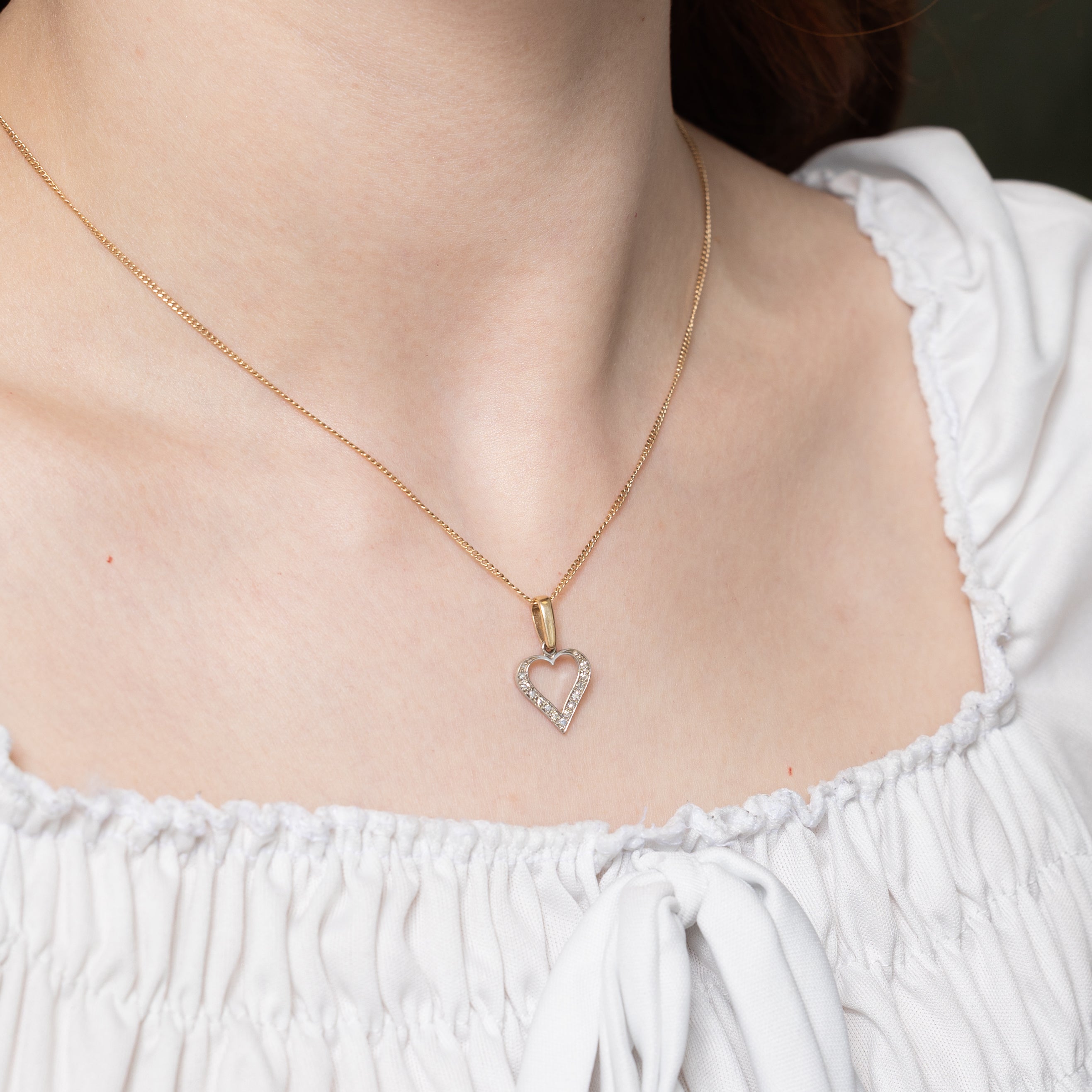10k Diamond Open Heart Charm