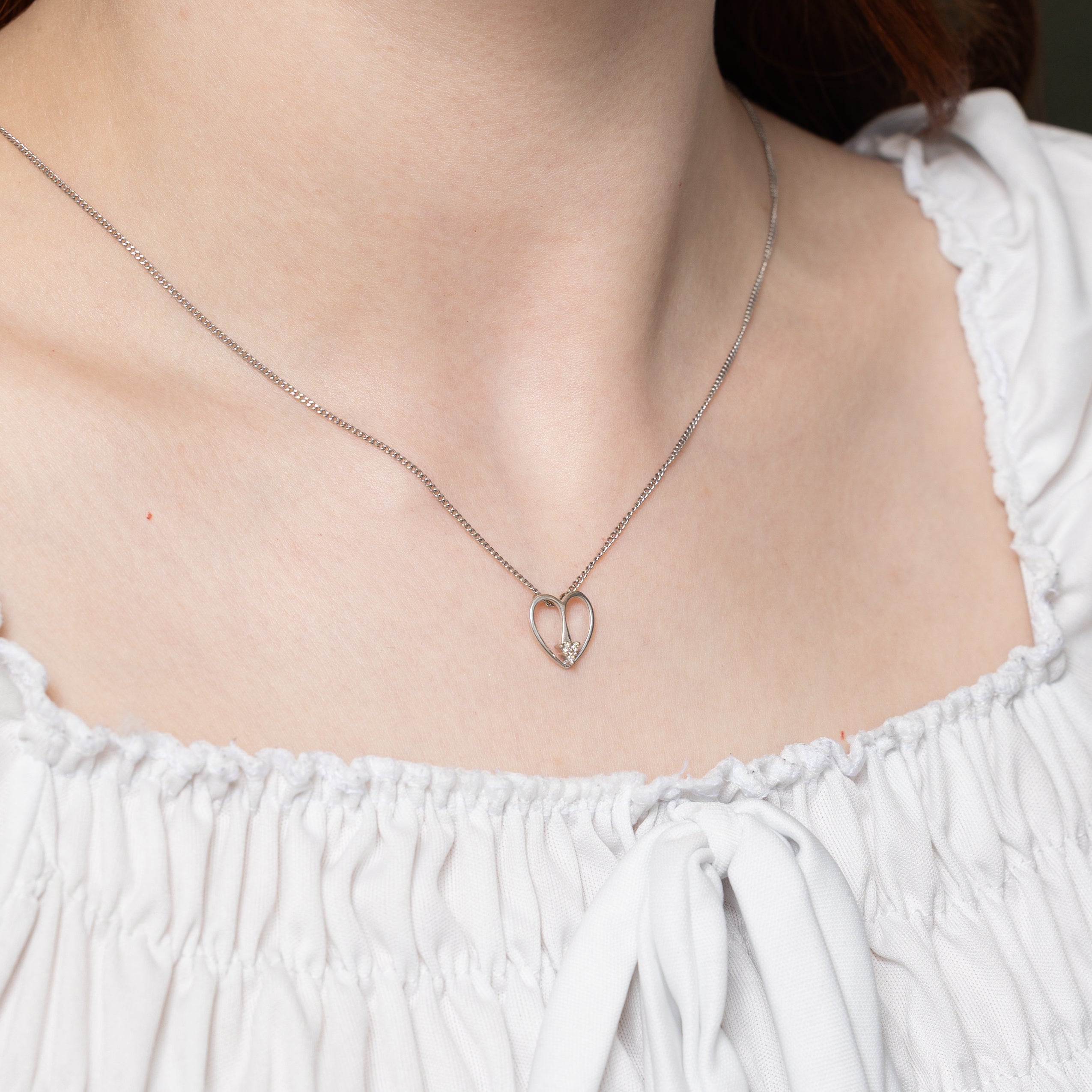 14k Diamond Open Heart Pendant