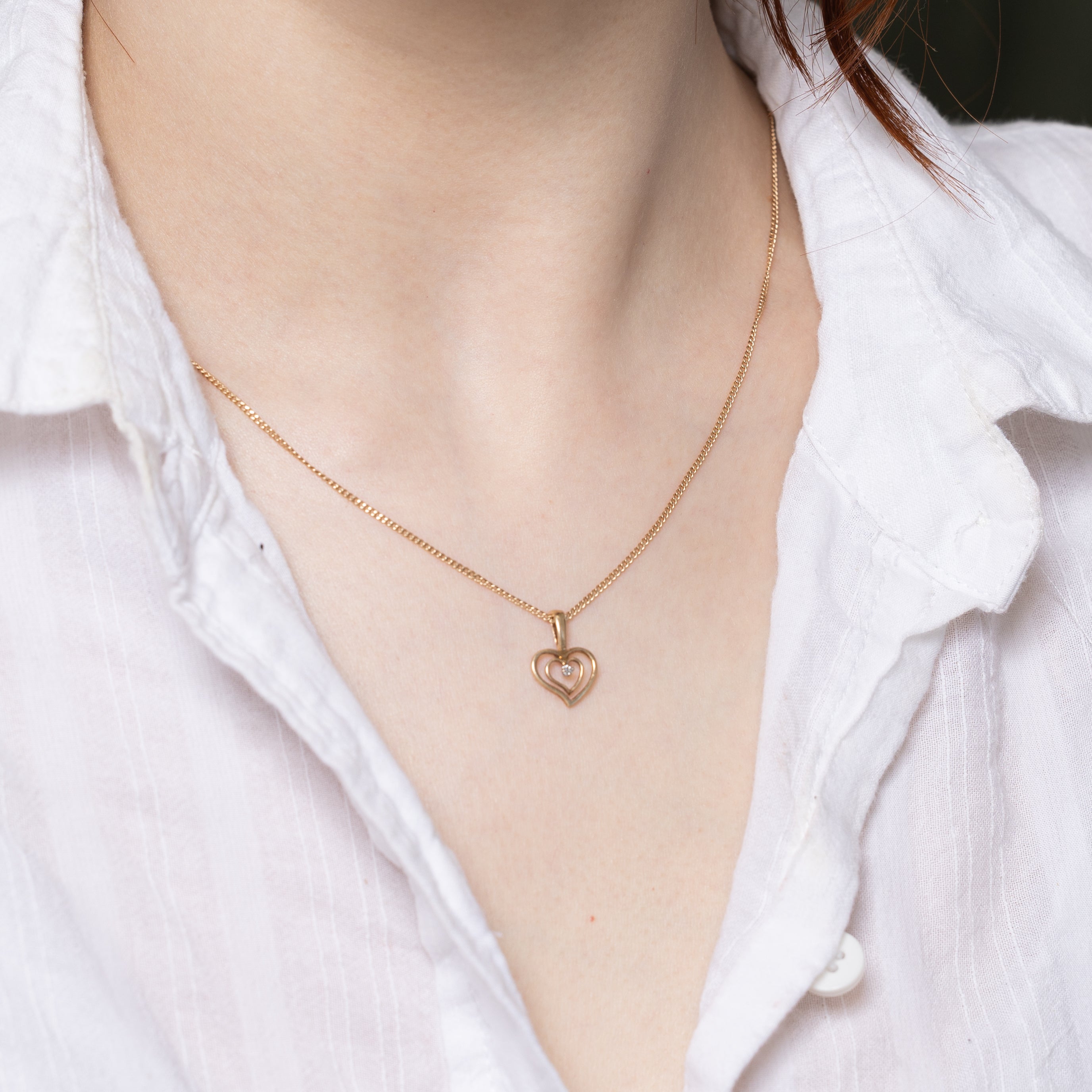 10k Diamond Open Heart Pendant