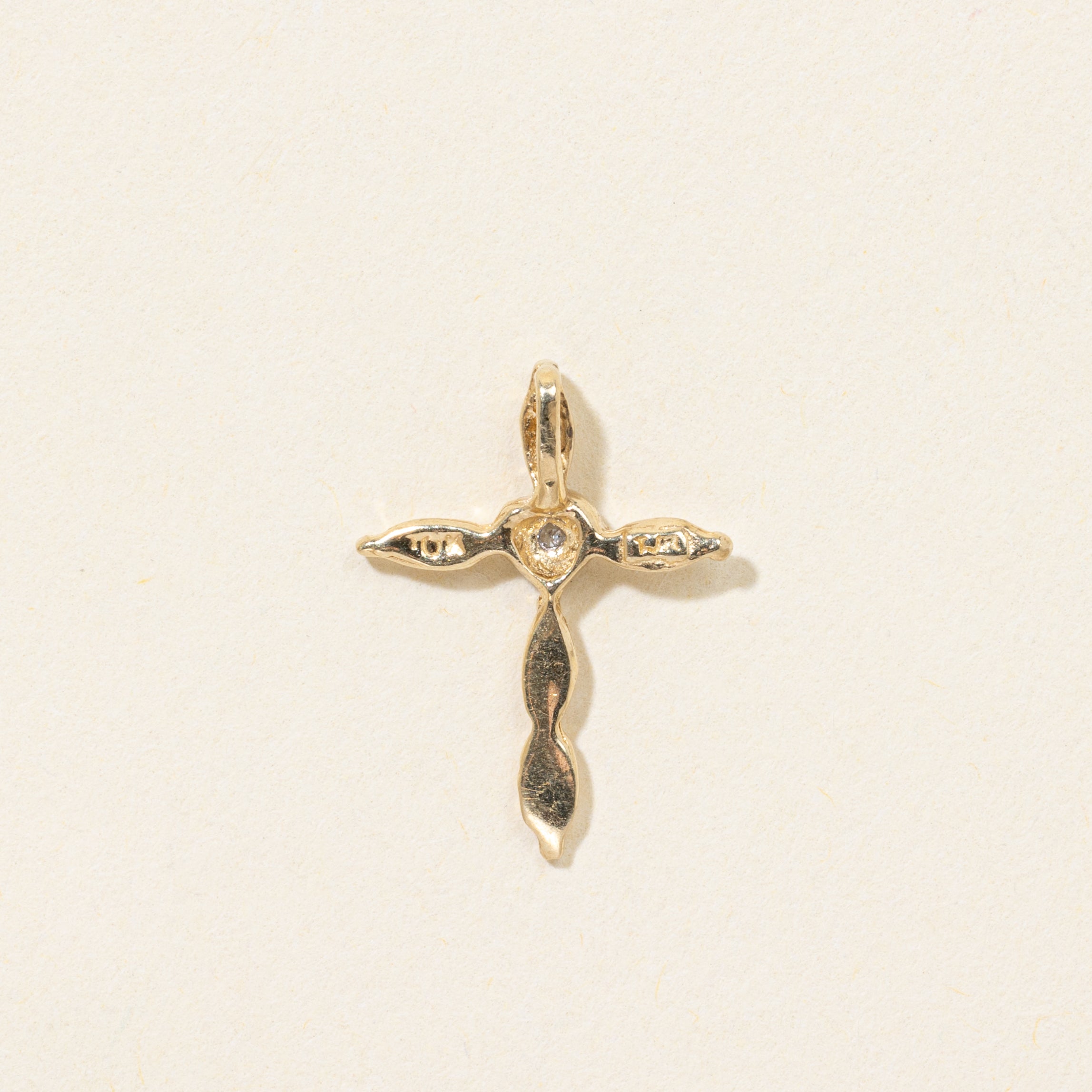 10k Diamond Textured Cross Pendant