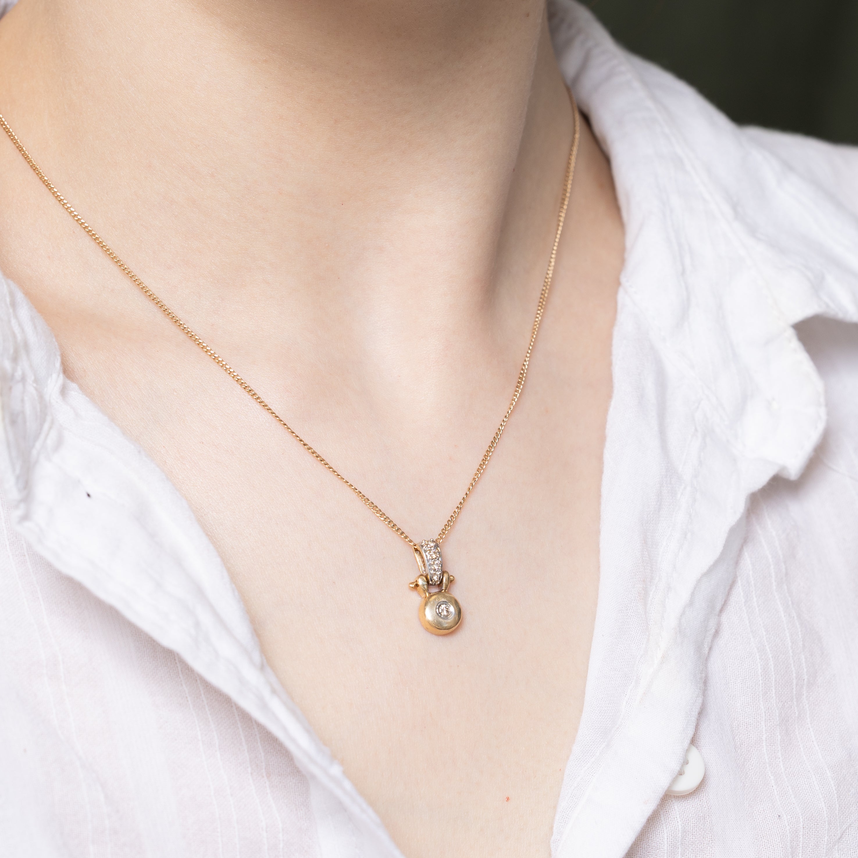 14k Bezel Set Diamond Pendant