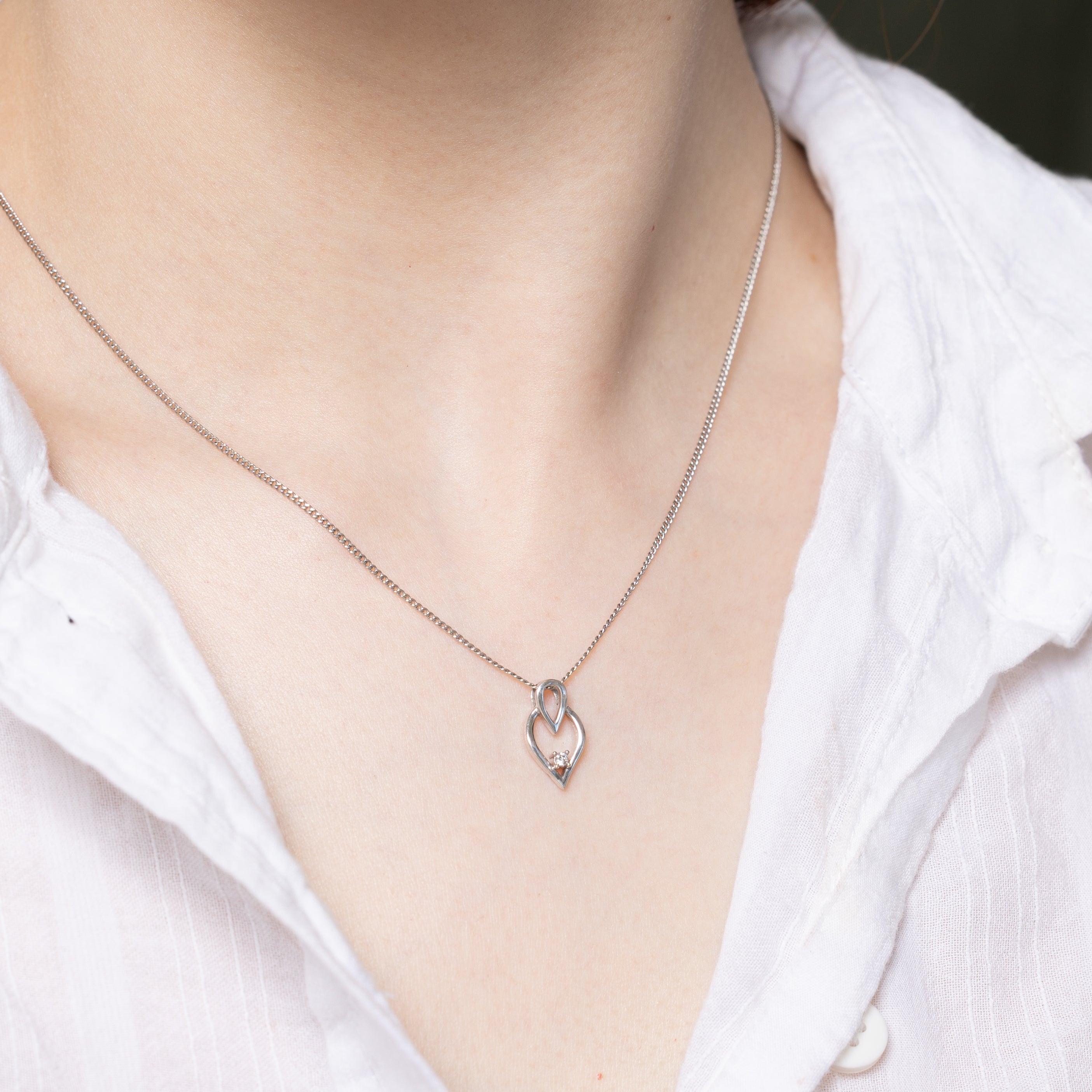 14k Diamond Open Pear Shaped Pendant