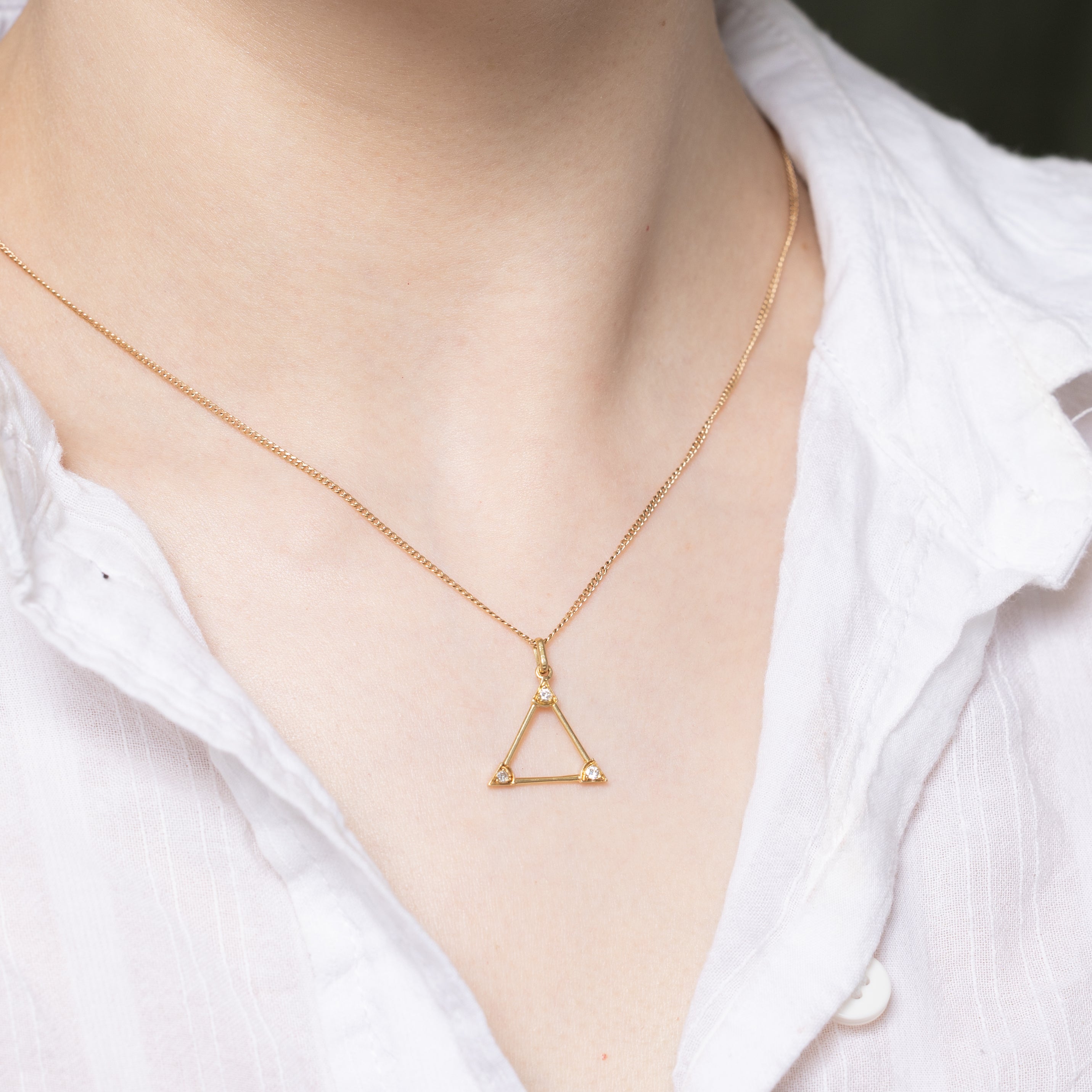 14k Diamond Open Triangle Charm