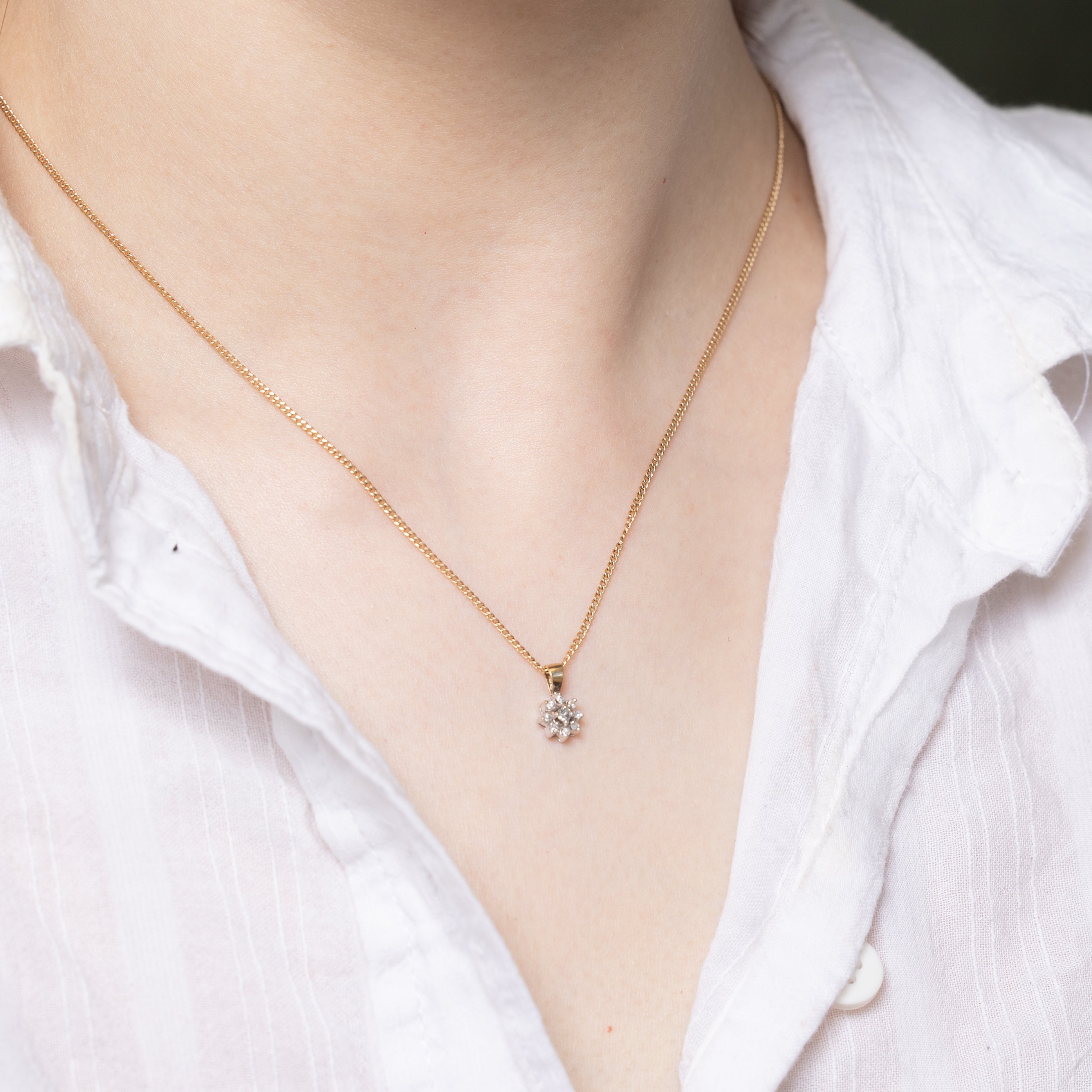 10k Diamond Petal Pendant