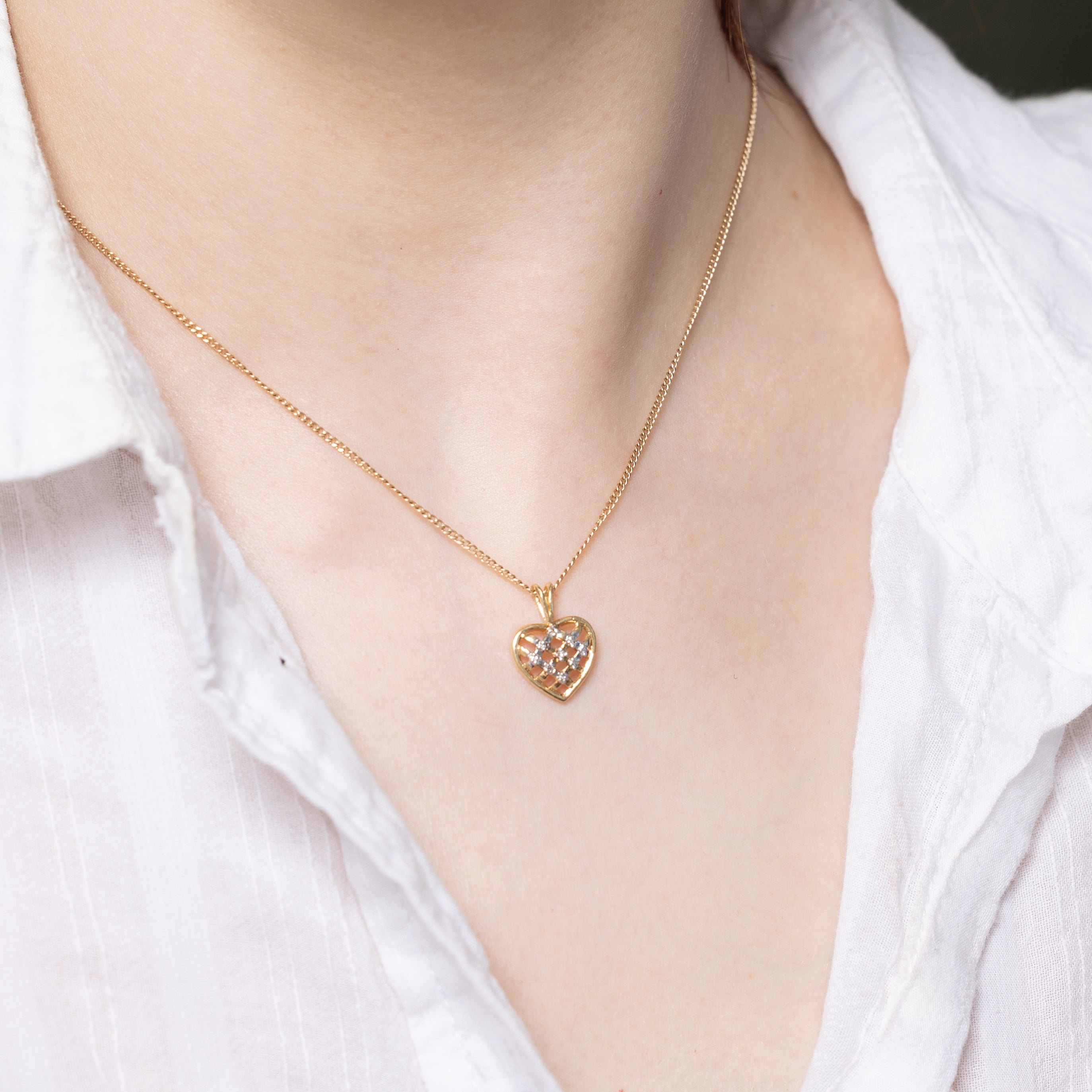 10k Diamond Woven Heart Pendant