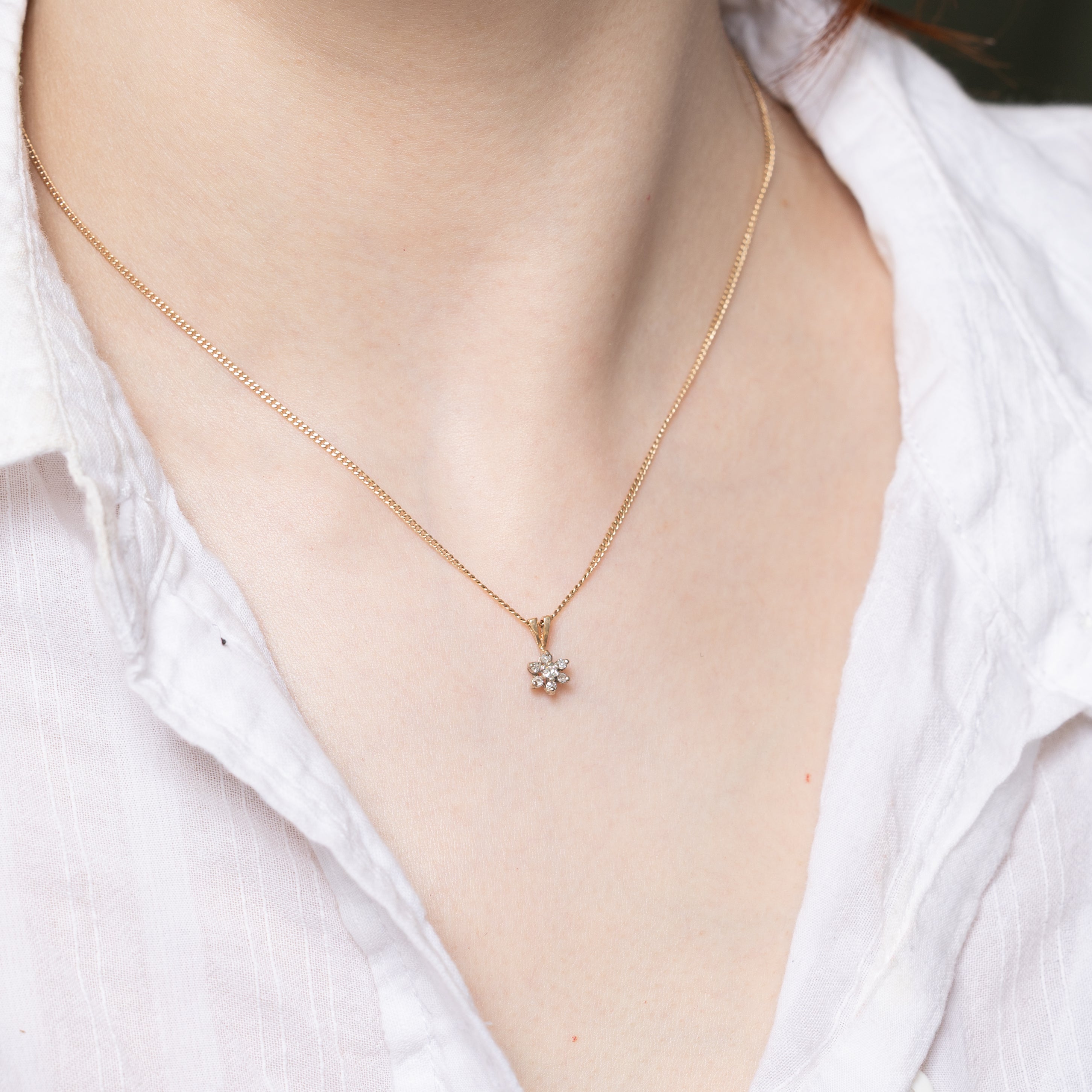 10k Diamond Petal Pendant