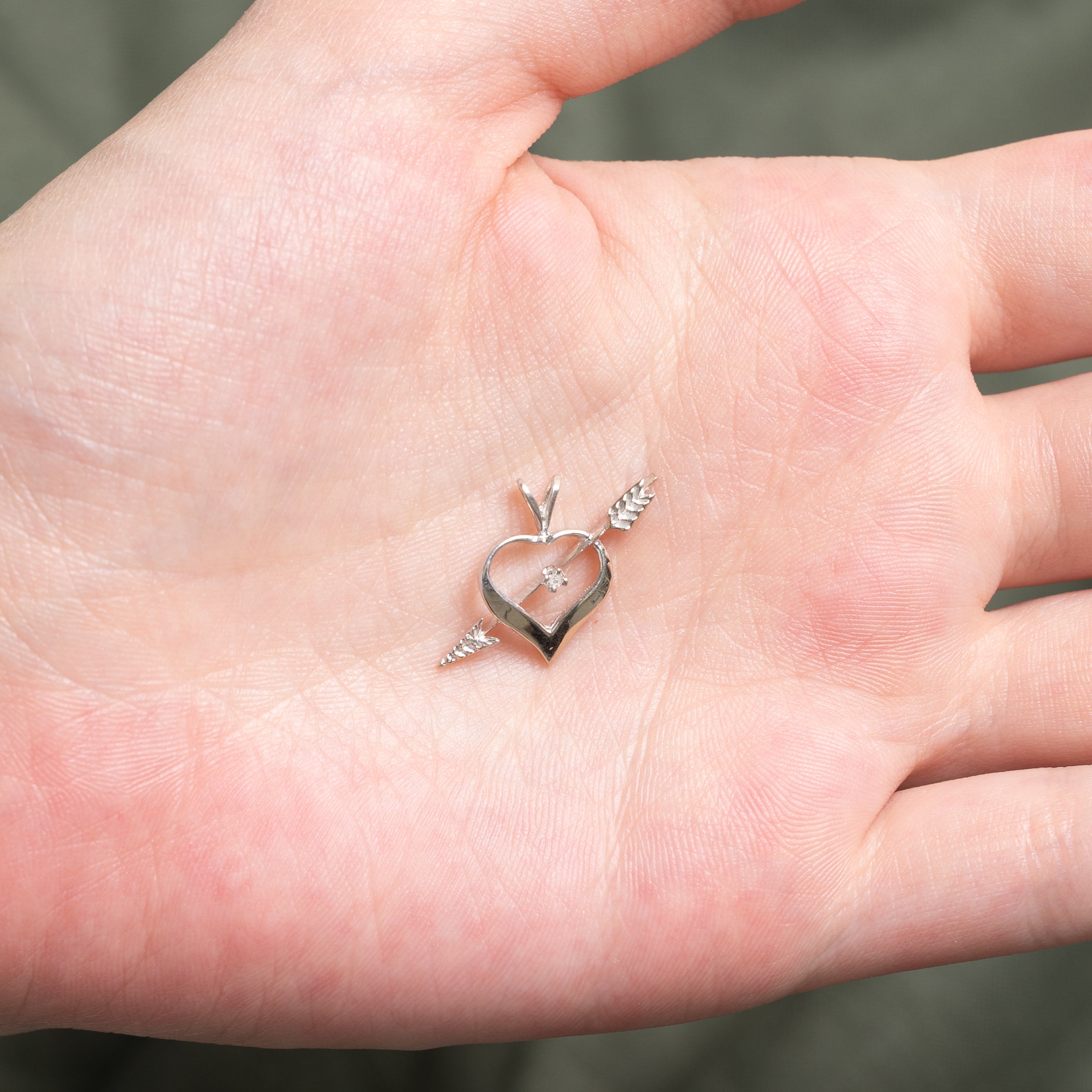 14k Diamond Cupid Heart Pendant