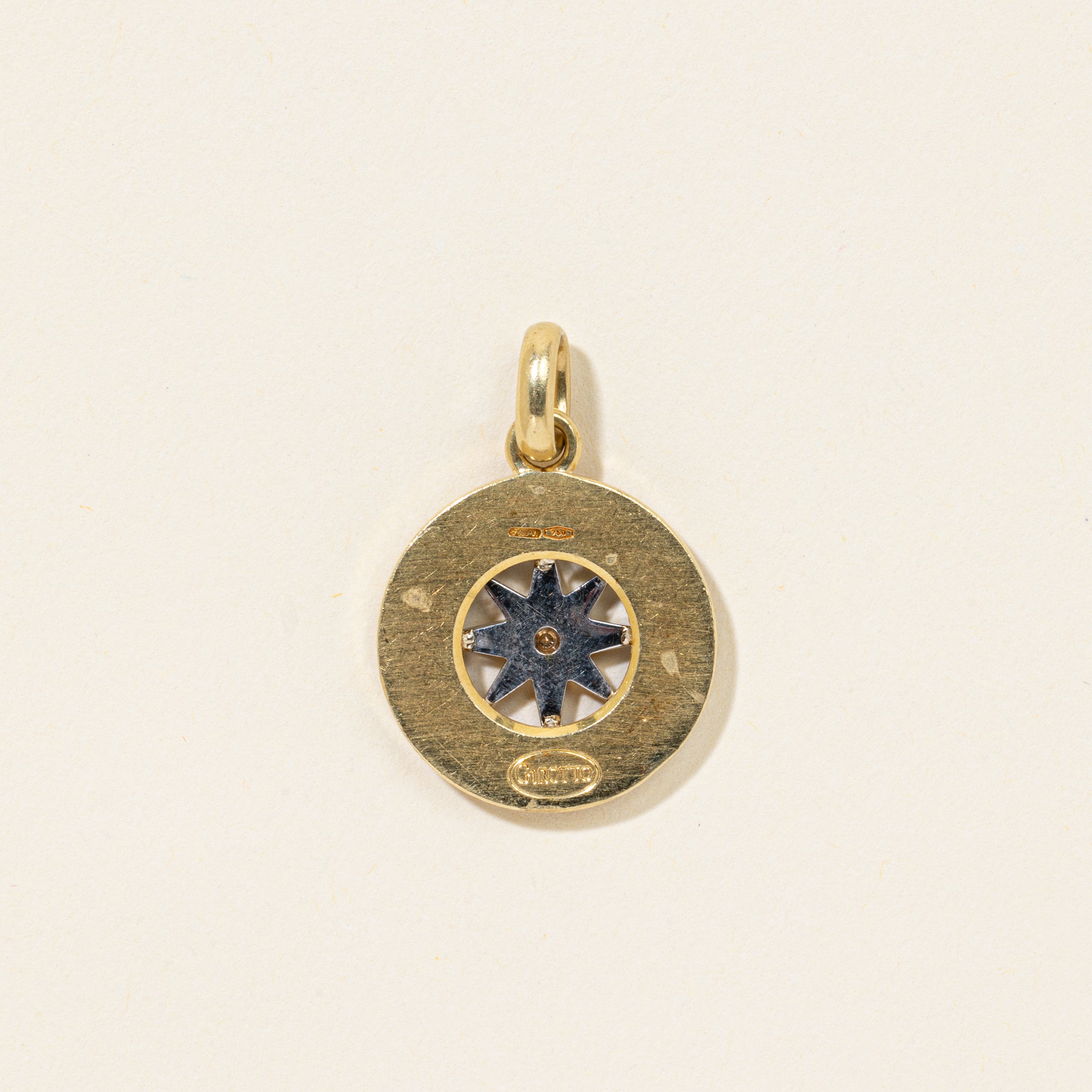 18k Two Tone Gold Diamond Compass Charm