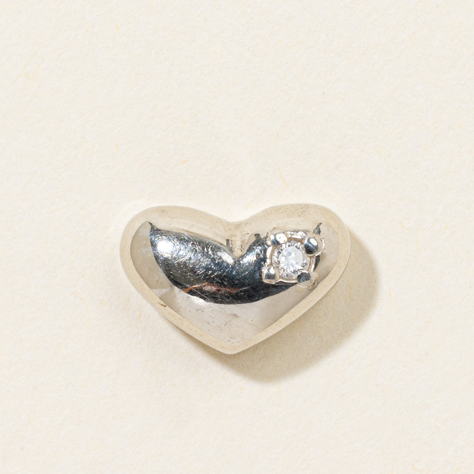 14k Diamond Puffed Heart Pendant