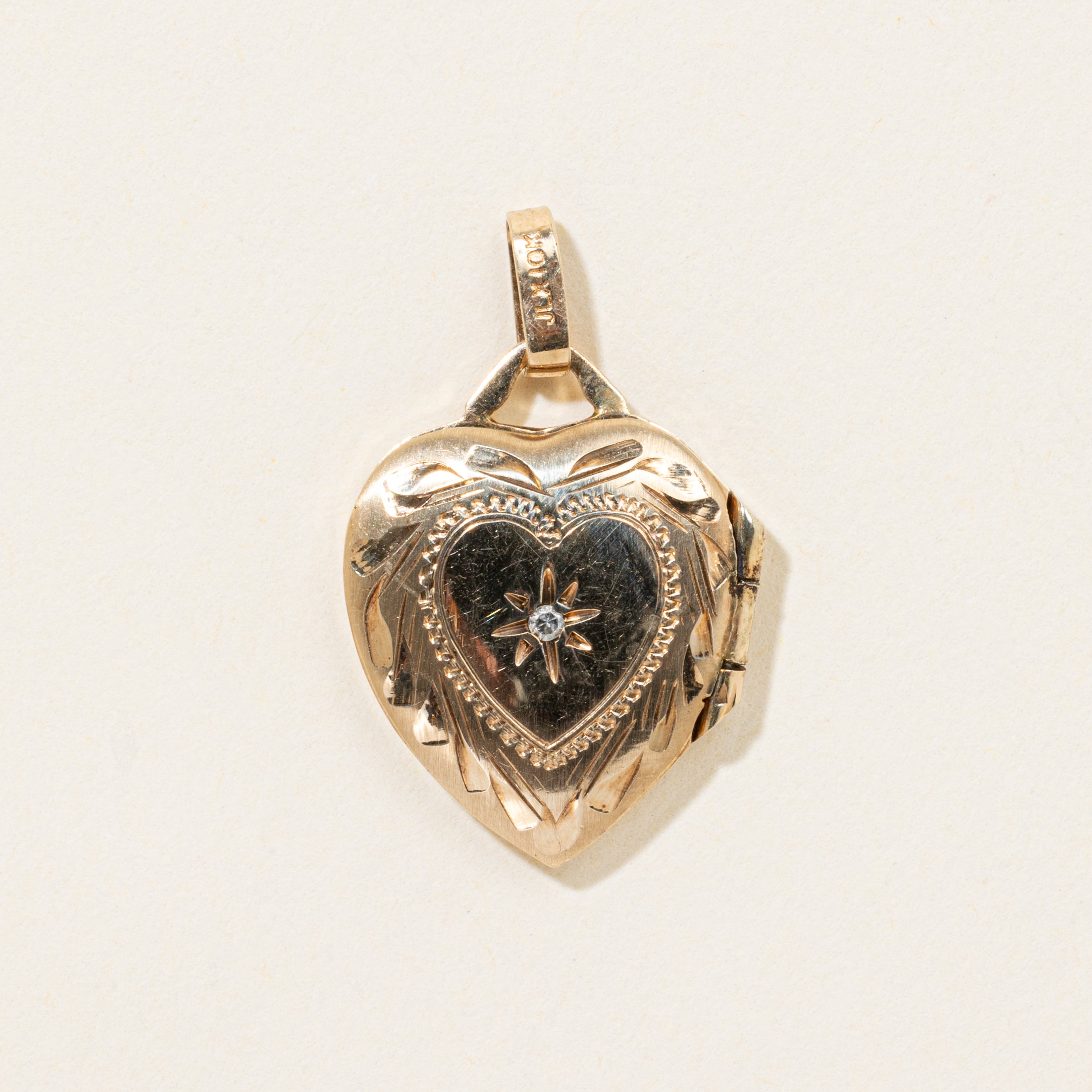 10k Diamond Engraved Heart Locket