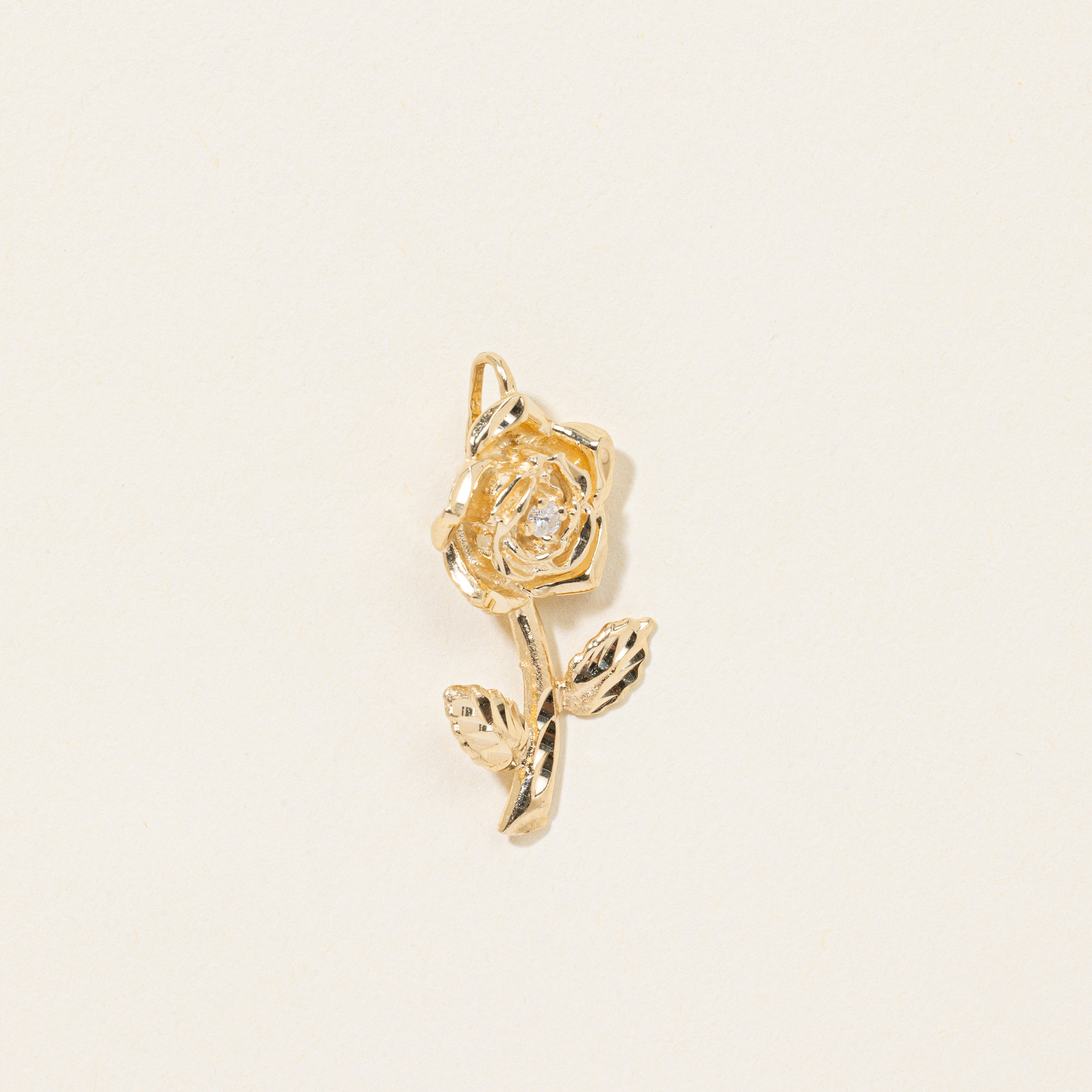 14k Diamond Rose Pendant