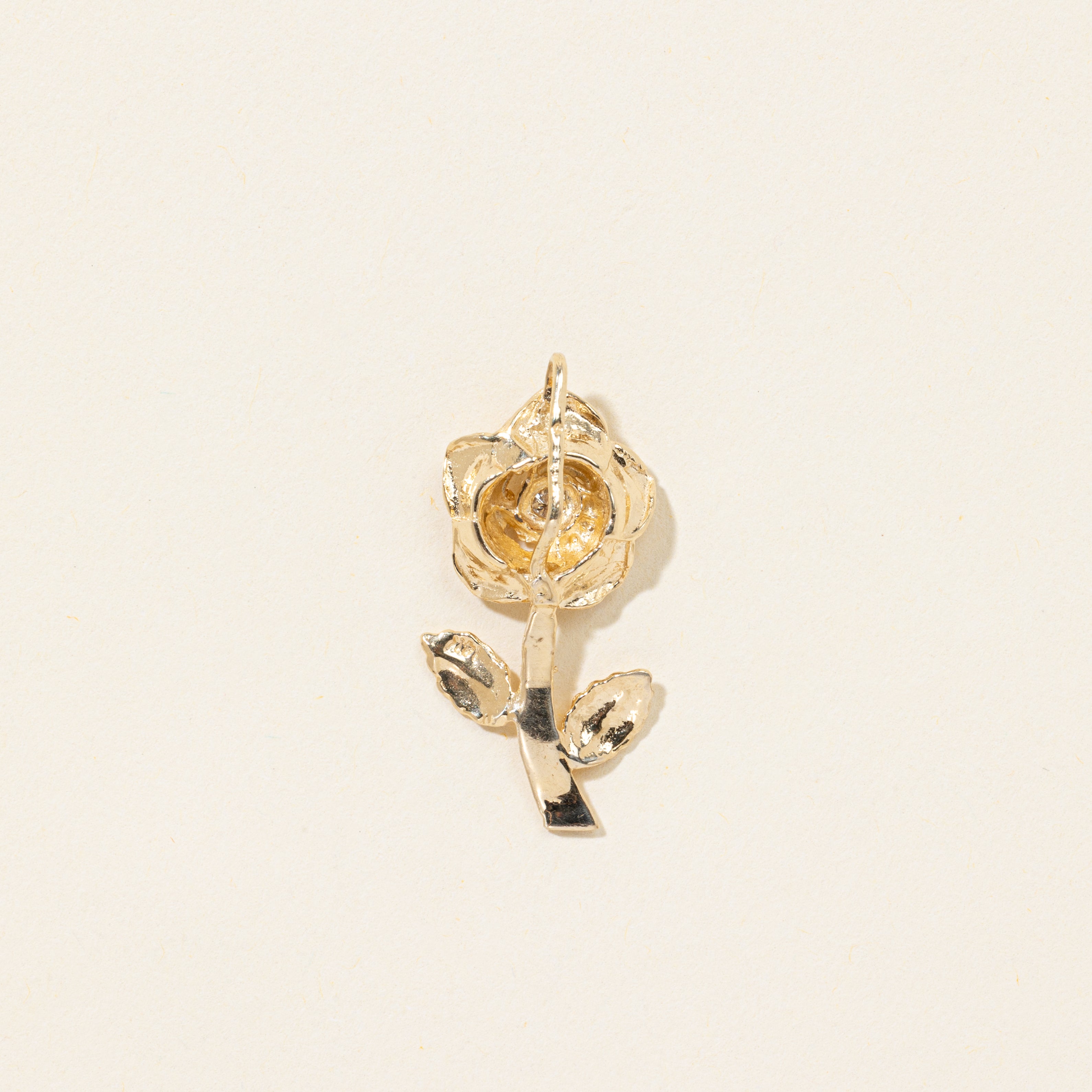 14k Diamond Rose Pendant