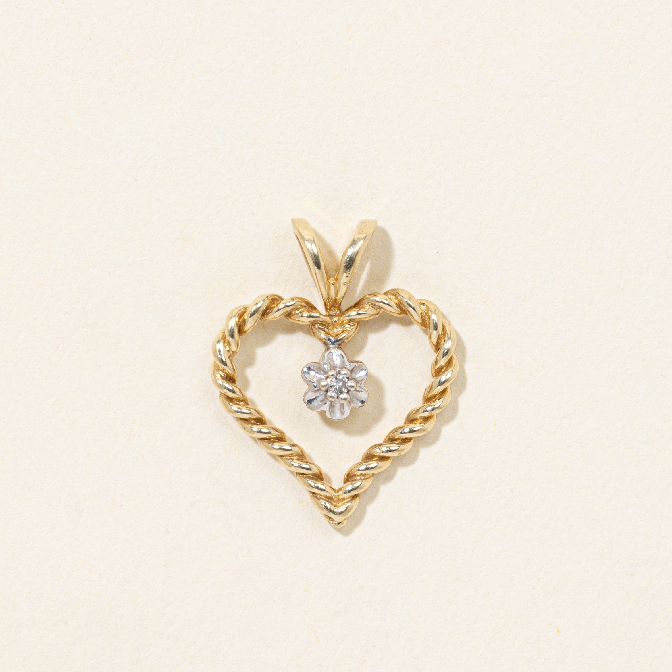 10k Diamond Rope Heart Pendant