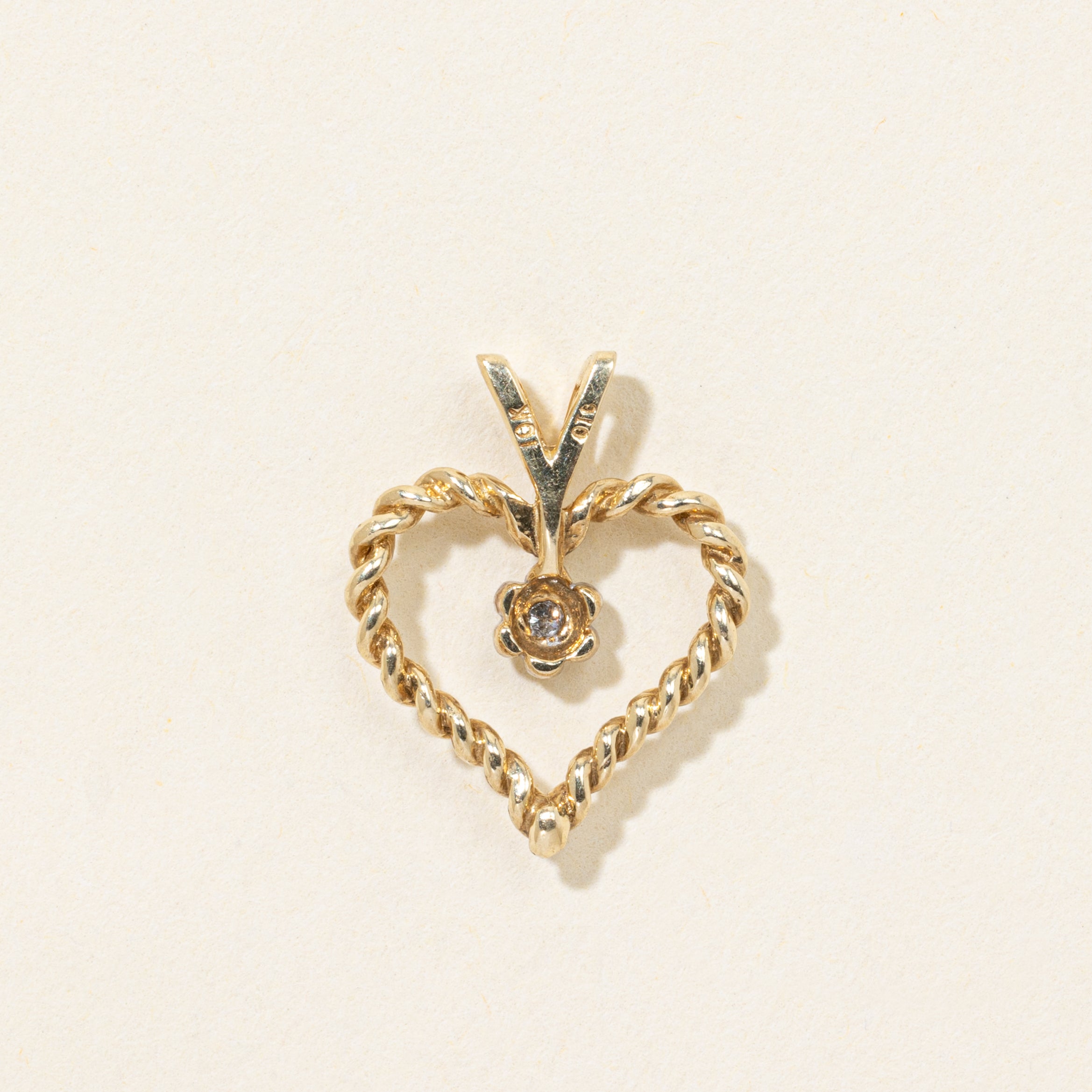 10k Diamond Rope Heart Pendant