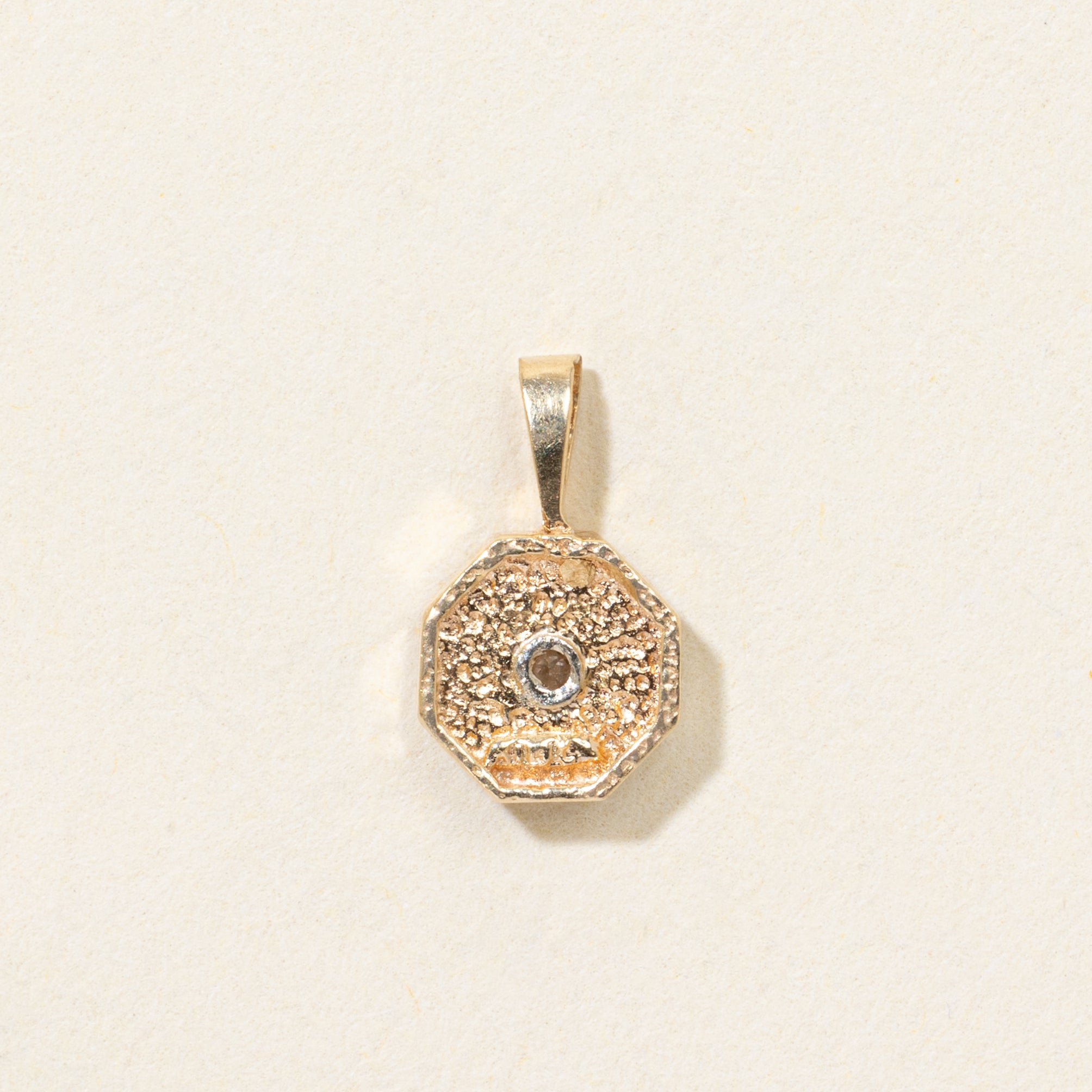 10k Diamond Textured Octagonal Pendant