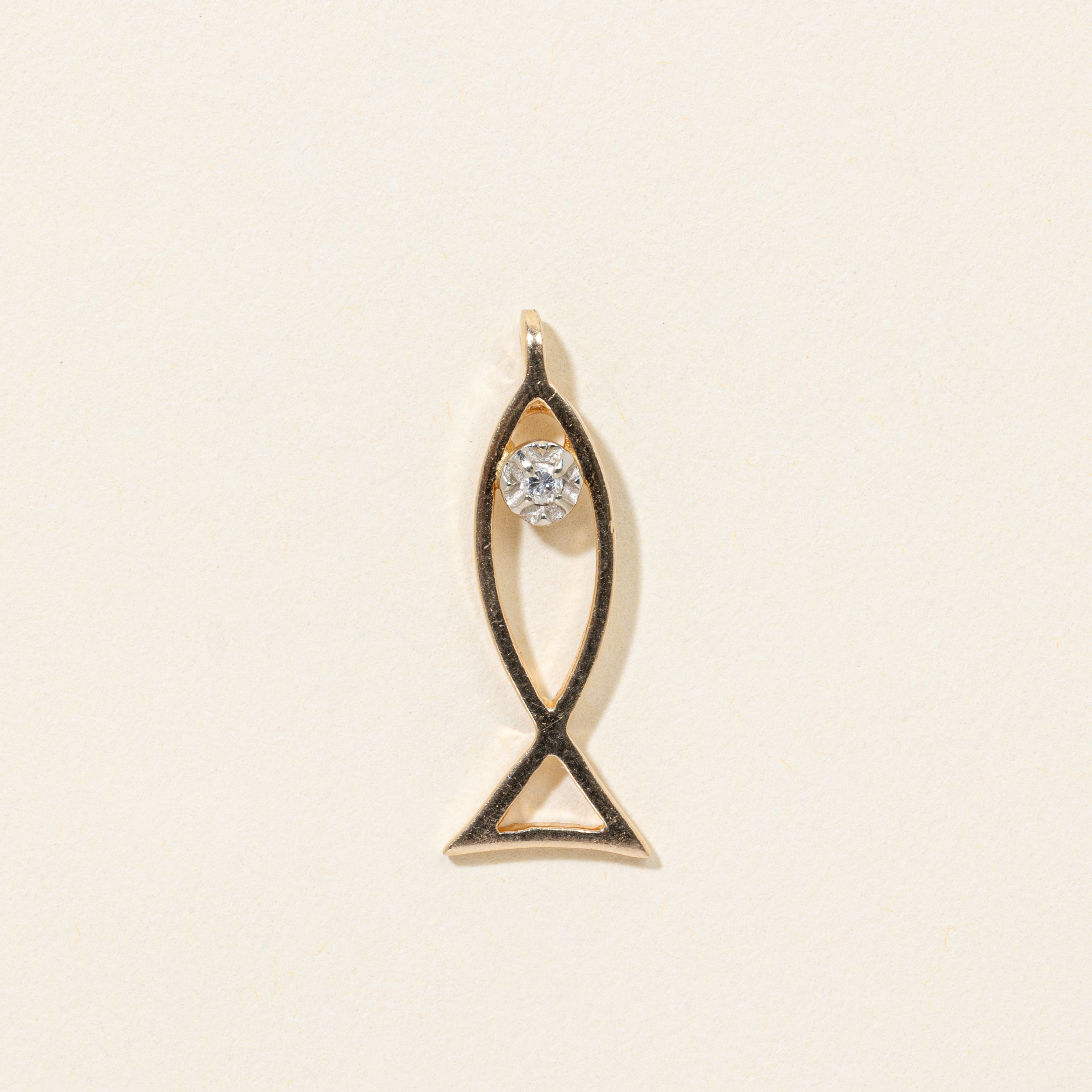 10k Diamond Monoline Fish Pendant