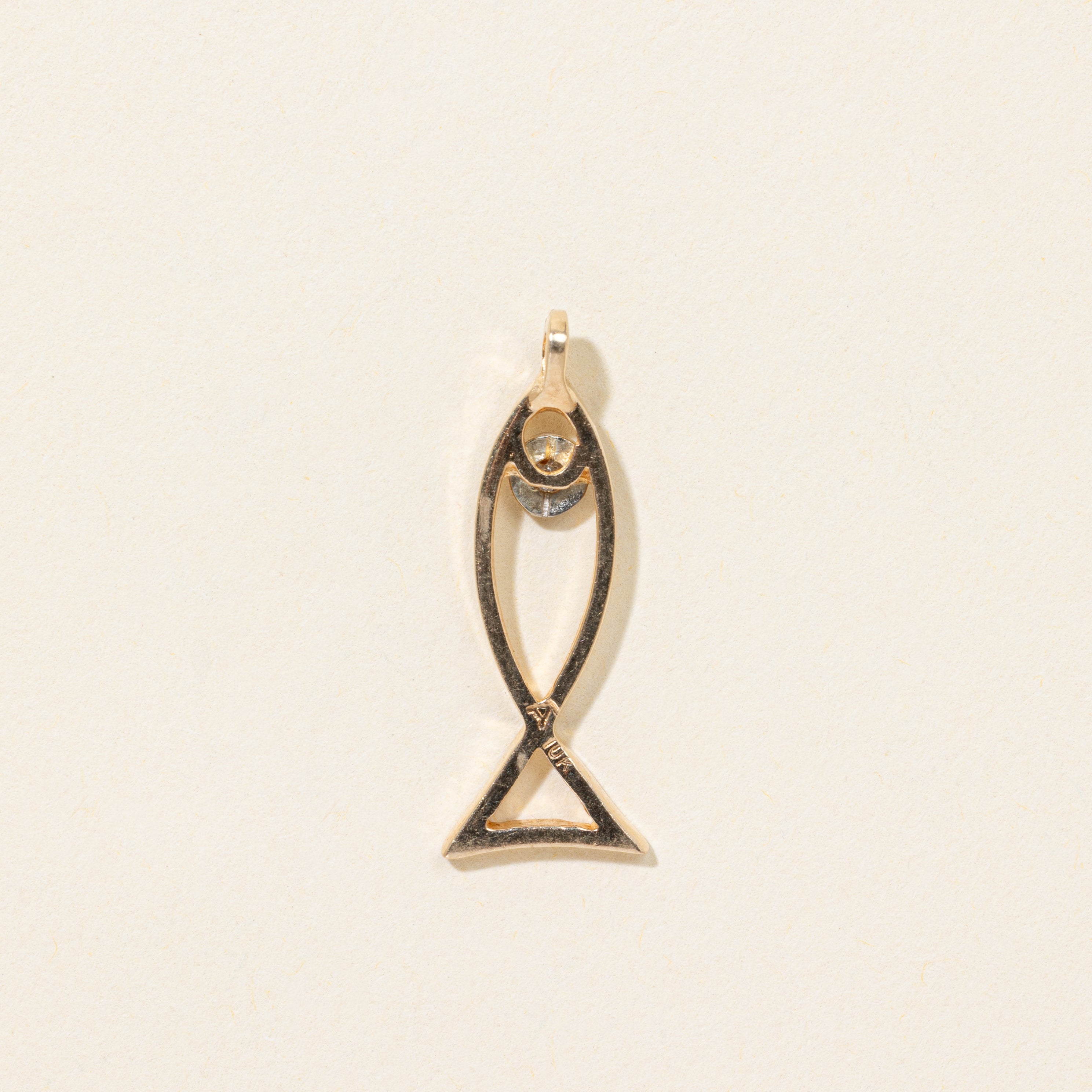 10k Diamond Monoline Fish Pendant