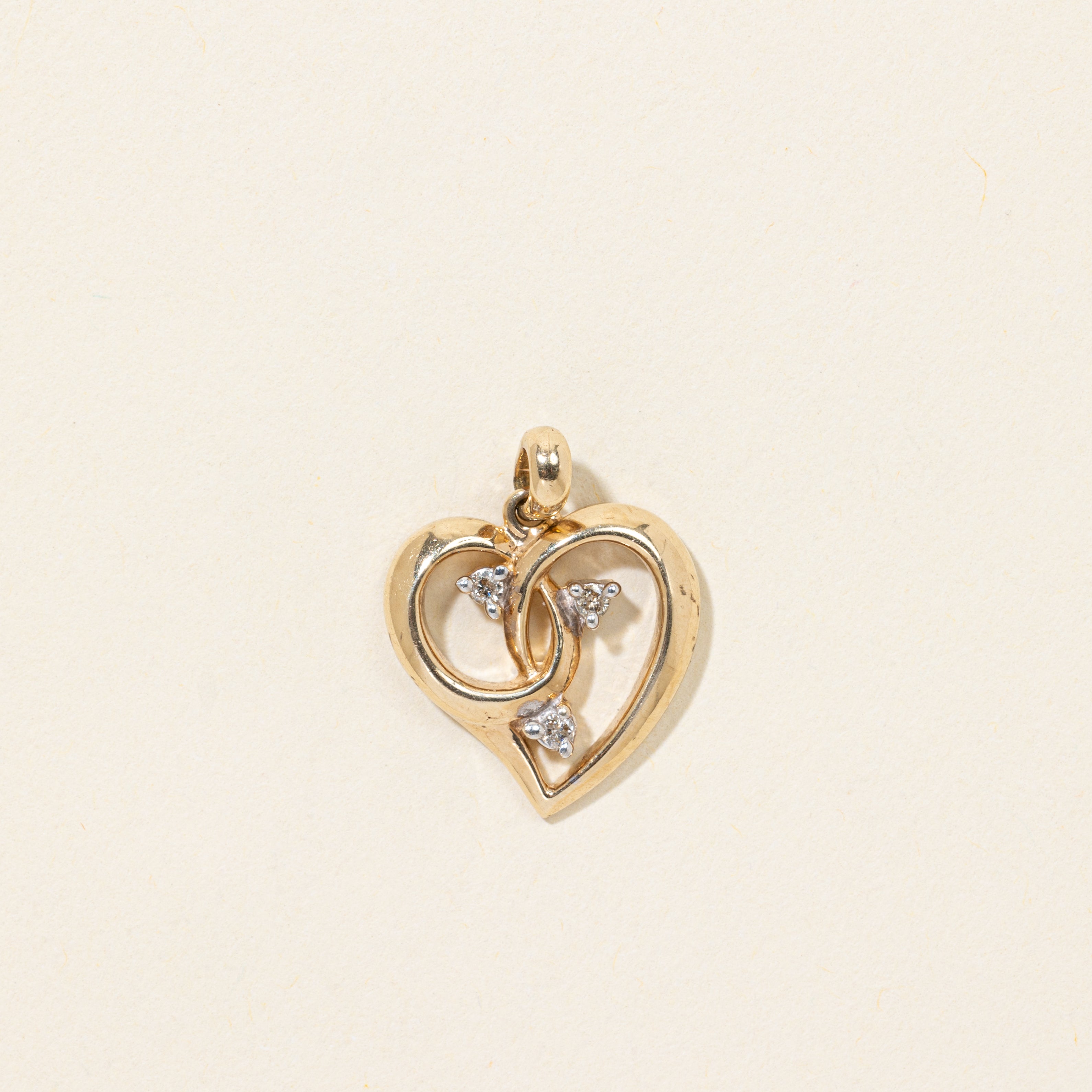 10k Diamond Swirl Heart Charm