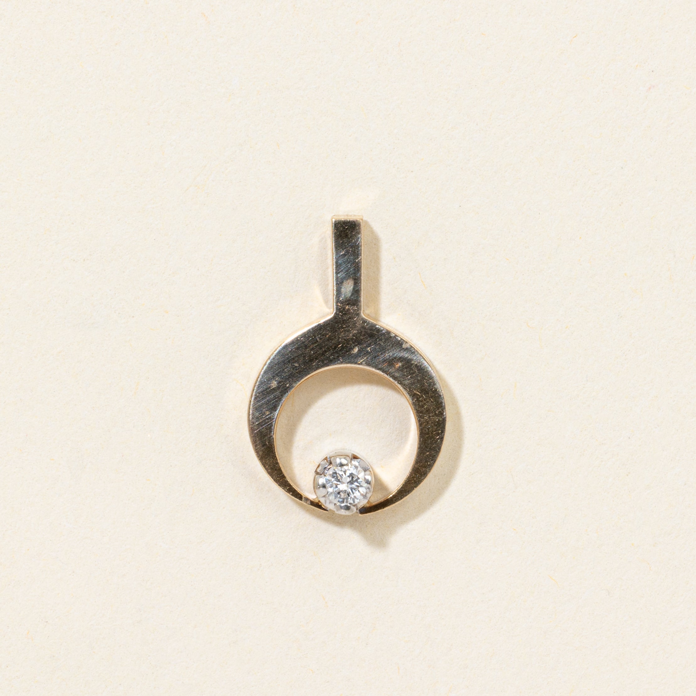 14k Diamond Open Circle Pendant