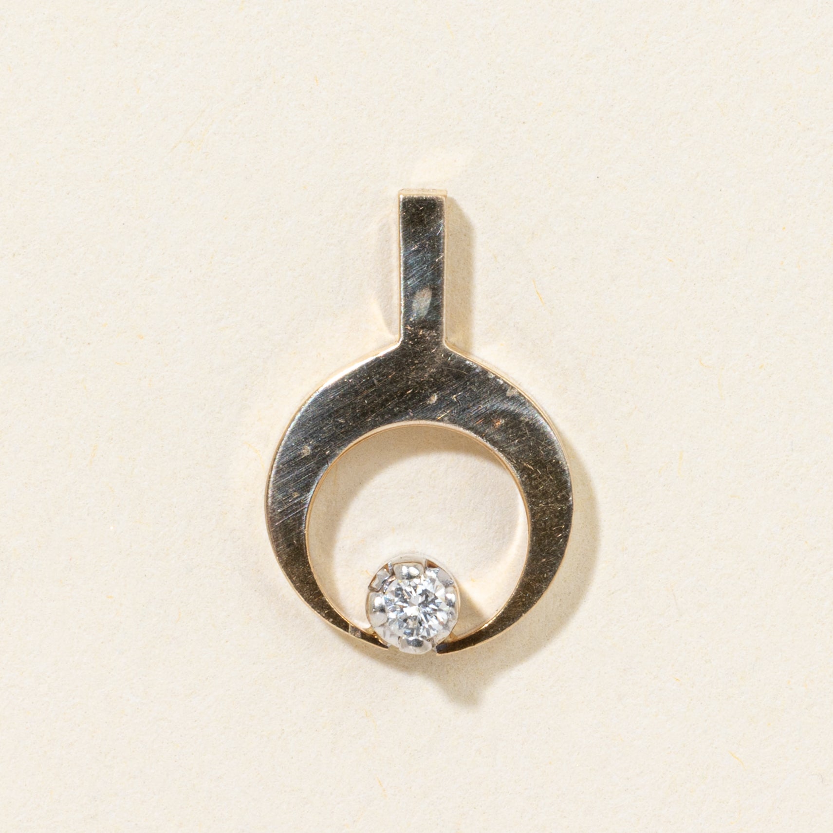 14k Diamond Open Circle Pendant
