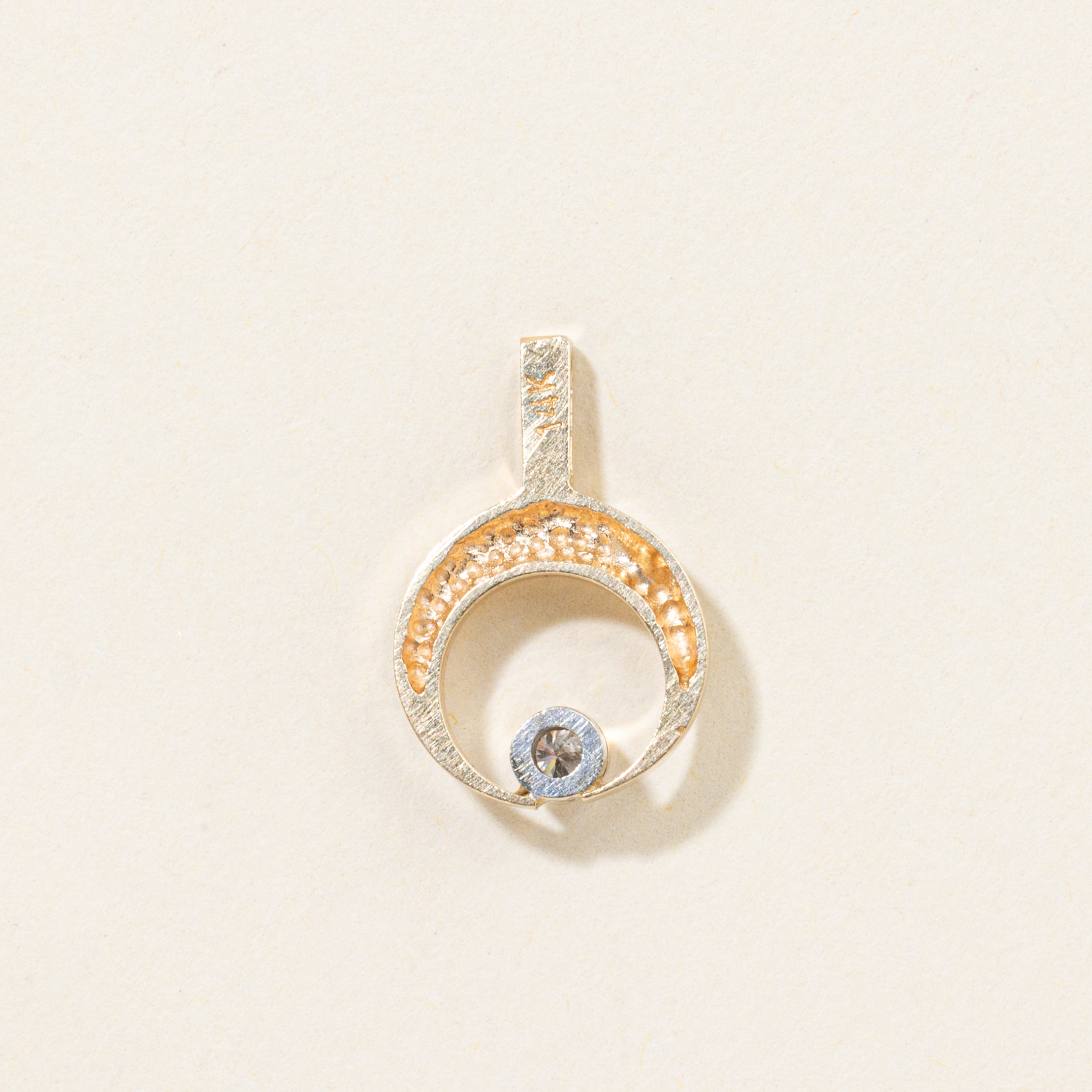 14k Diamond Open Circle Pendant