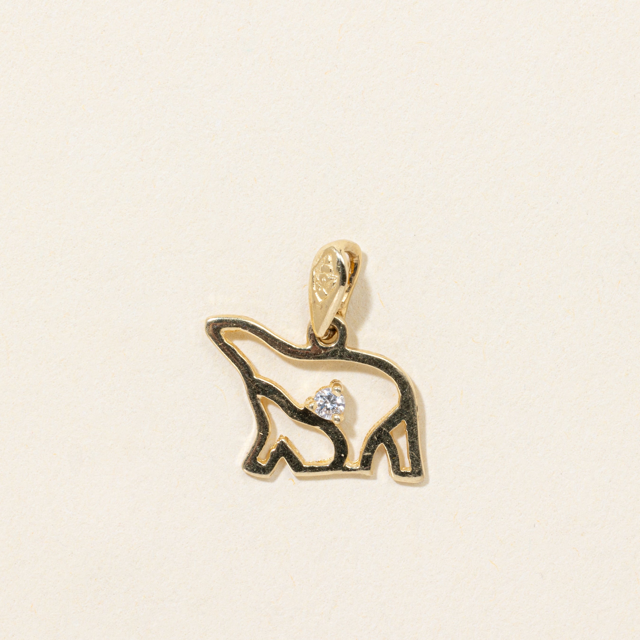 Pendentif ours et son ourson en or 14 carats et diamants