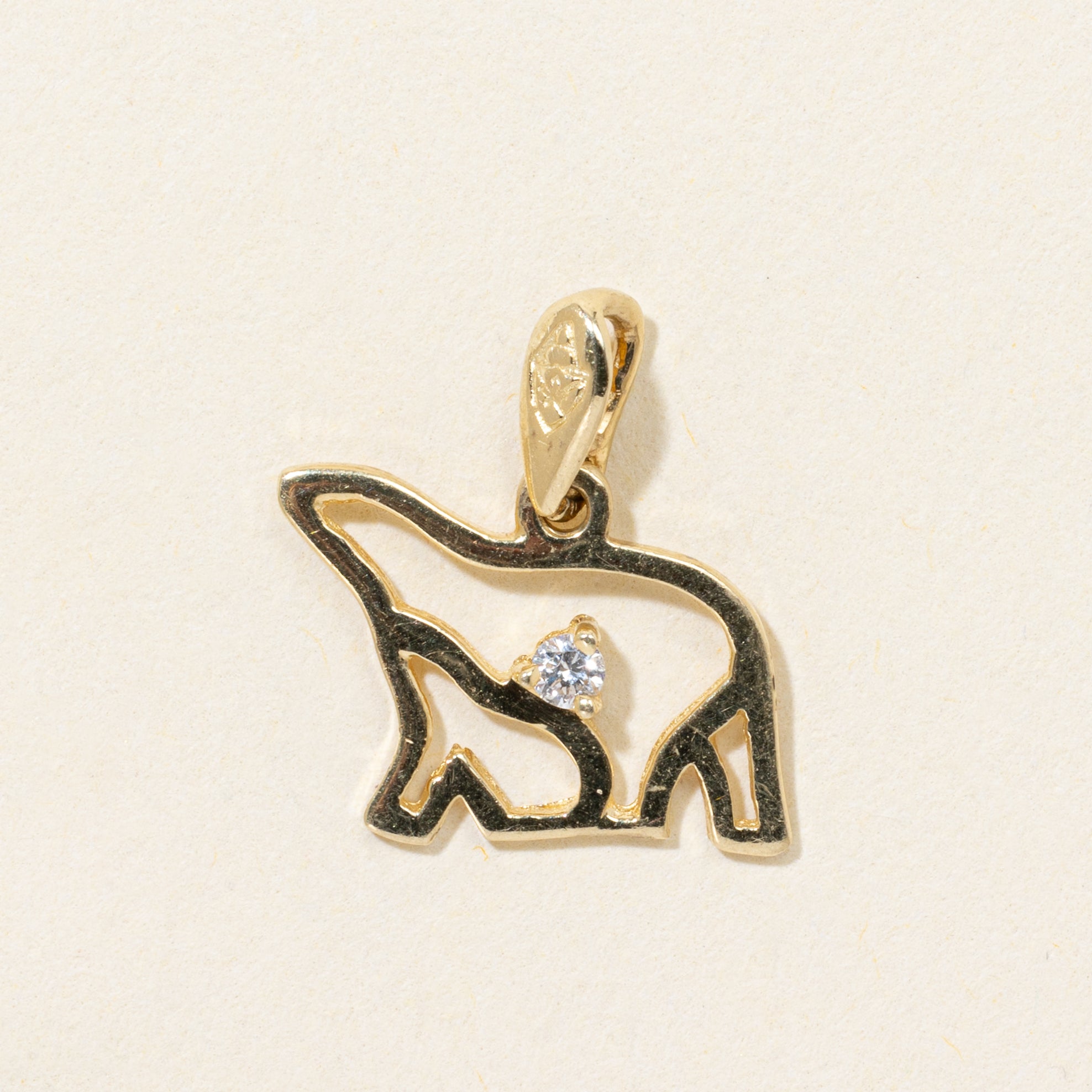 Pendentif ours et son ourson en or 14 carats et diamants