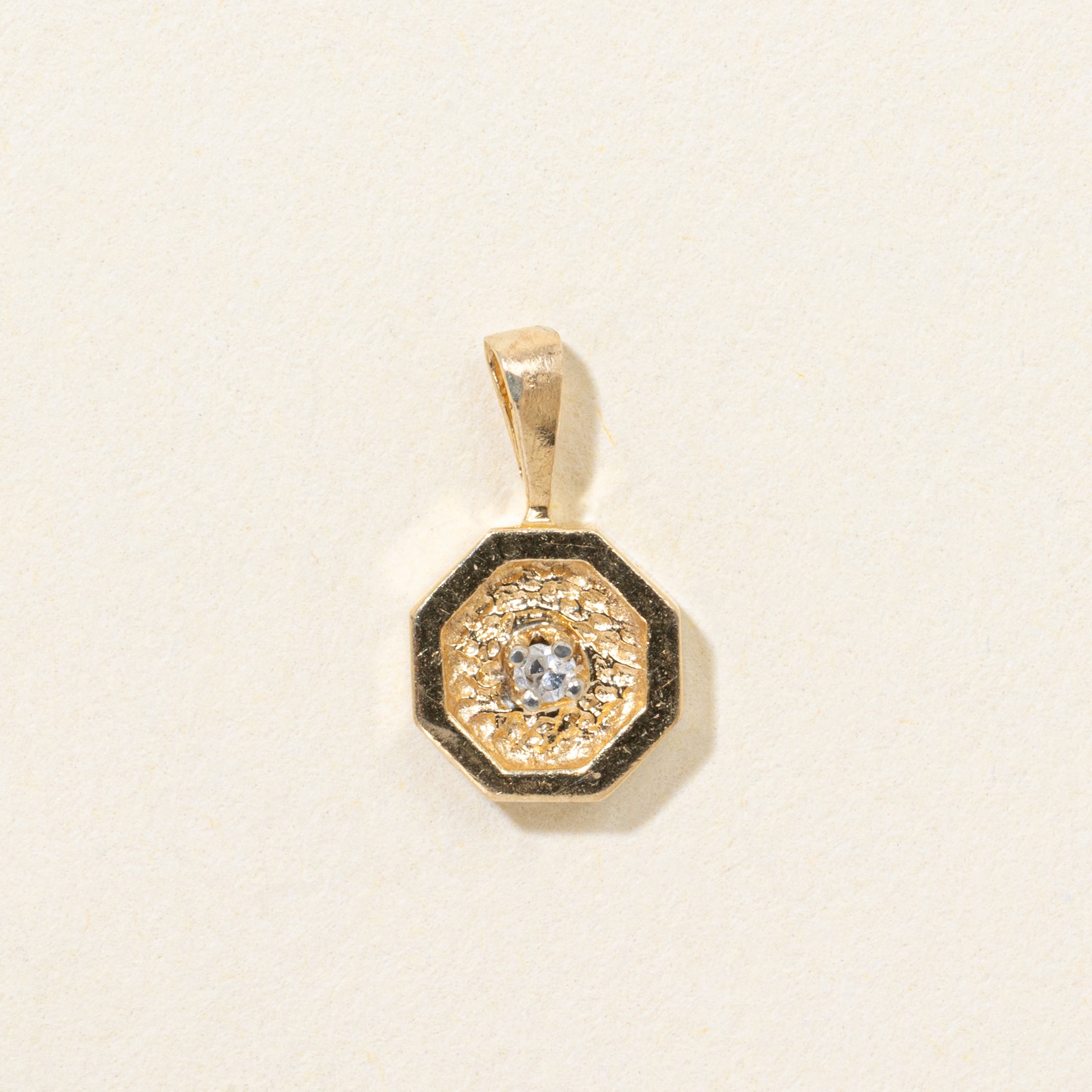 10k Diamond Textured Octagonal Pendant