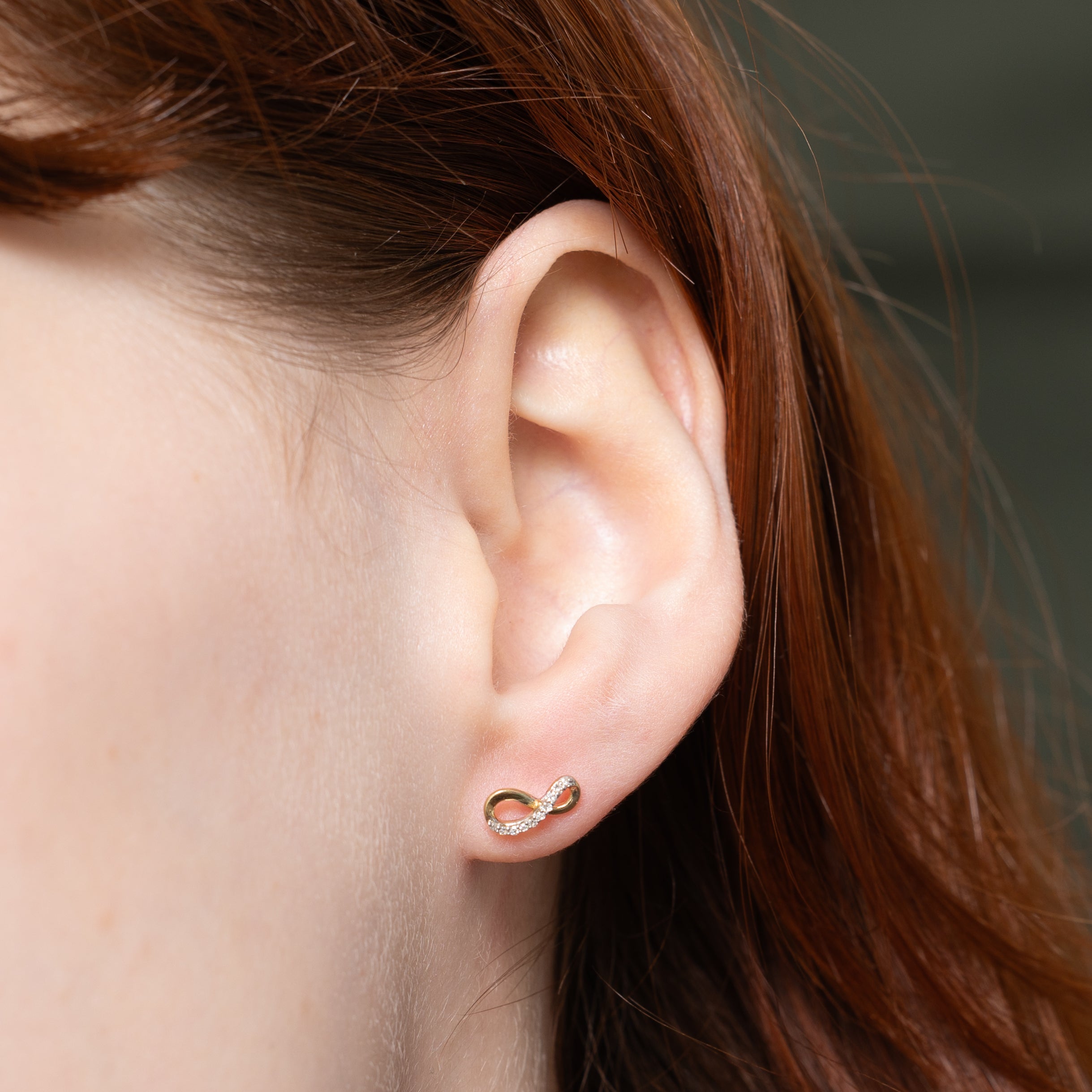 10k Diamond Infinity Stud Earrings