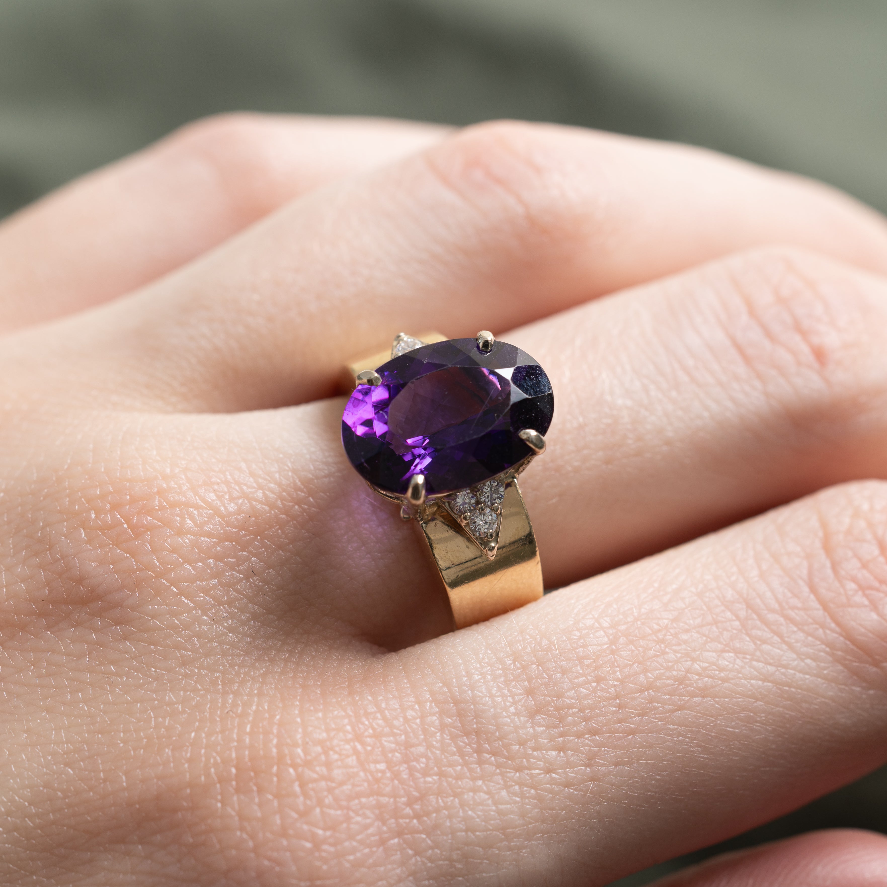 Basket Set Synthetic Purple Sapphire & Diamond Cocktail Ring | 6.60ct, 0.12ctw | SZ 9.25
