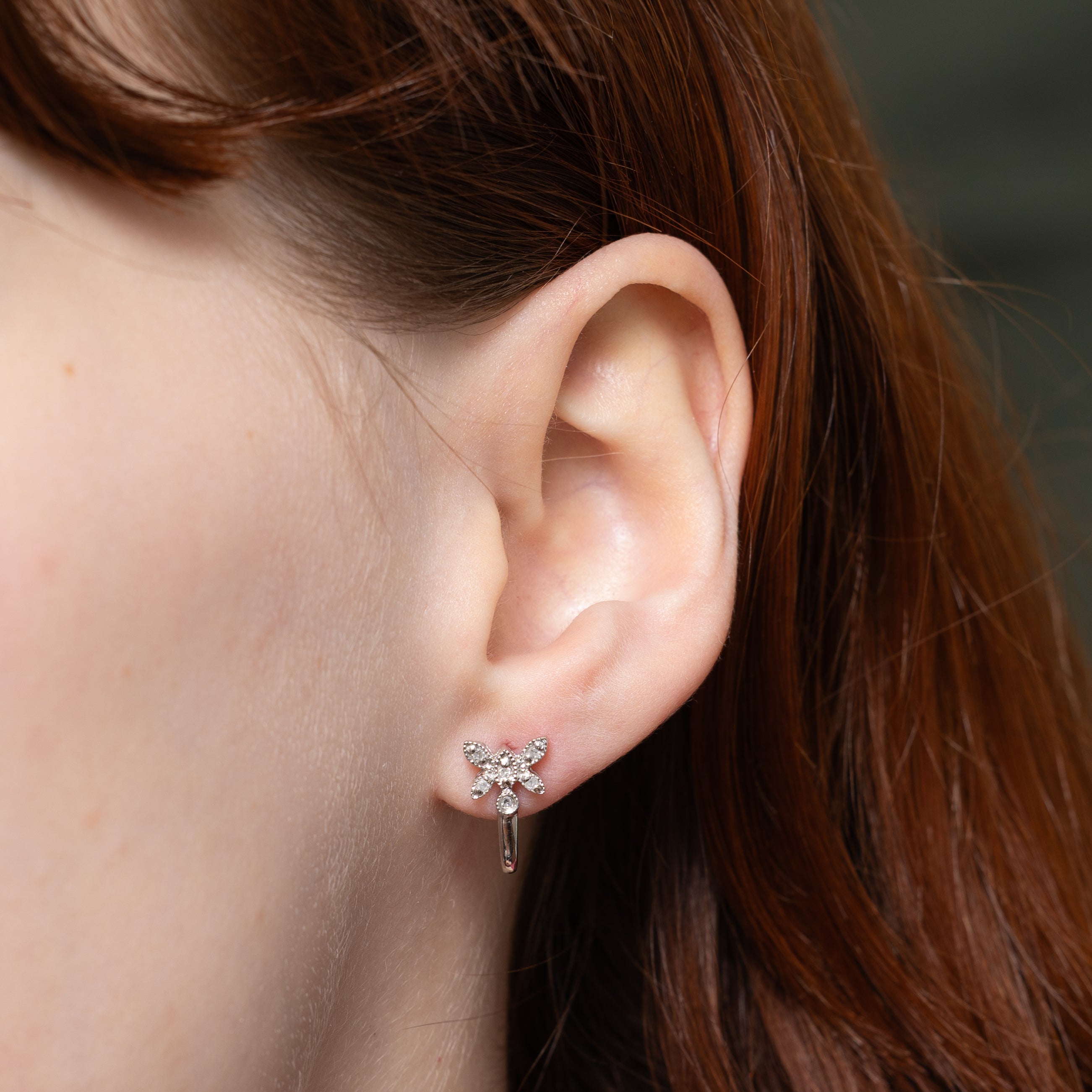 10k Diamond Butterfly Stud Earrings