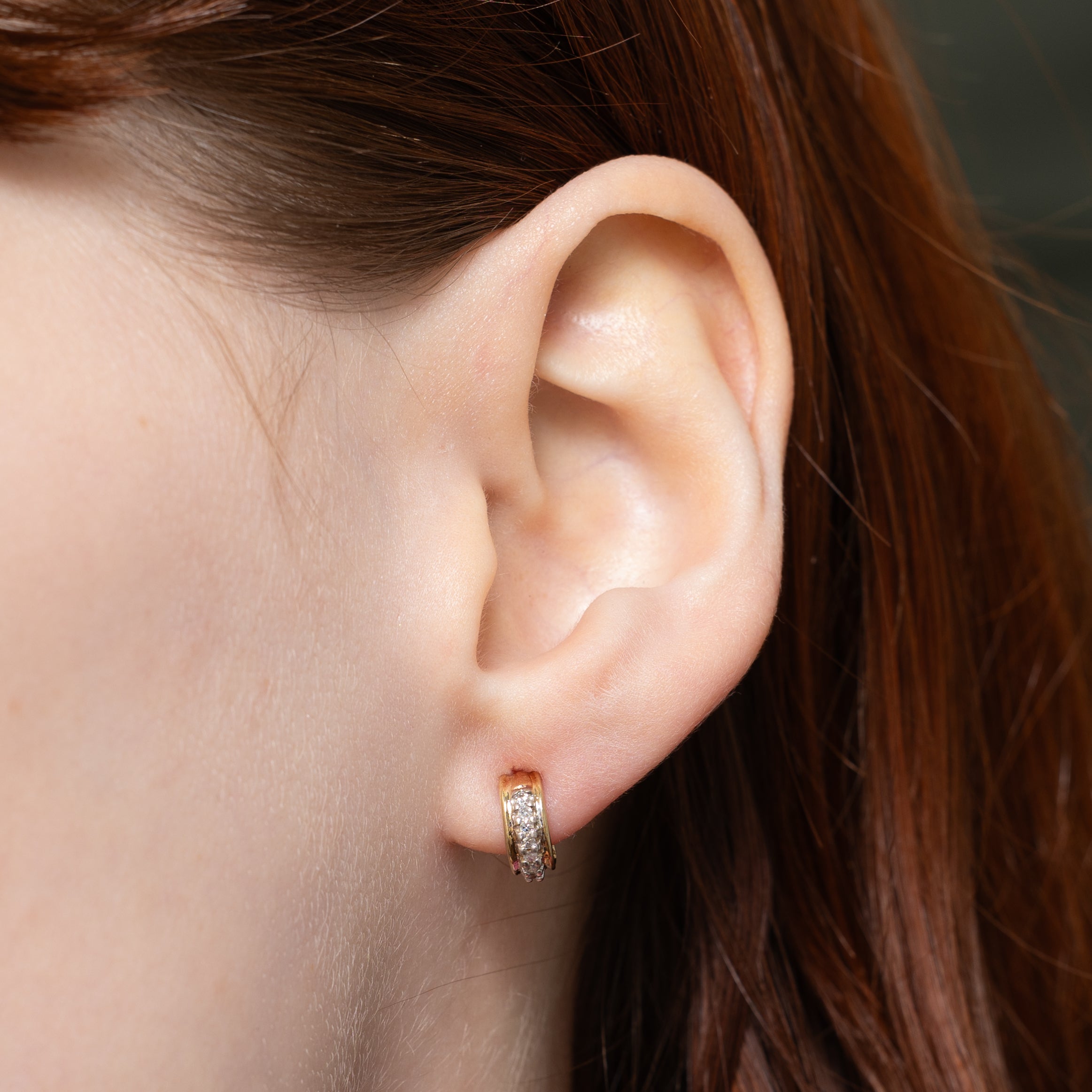 10k Diamond Half Huggie Earrings