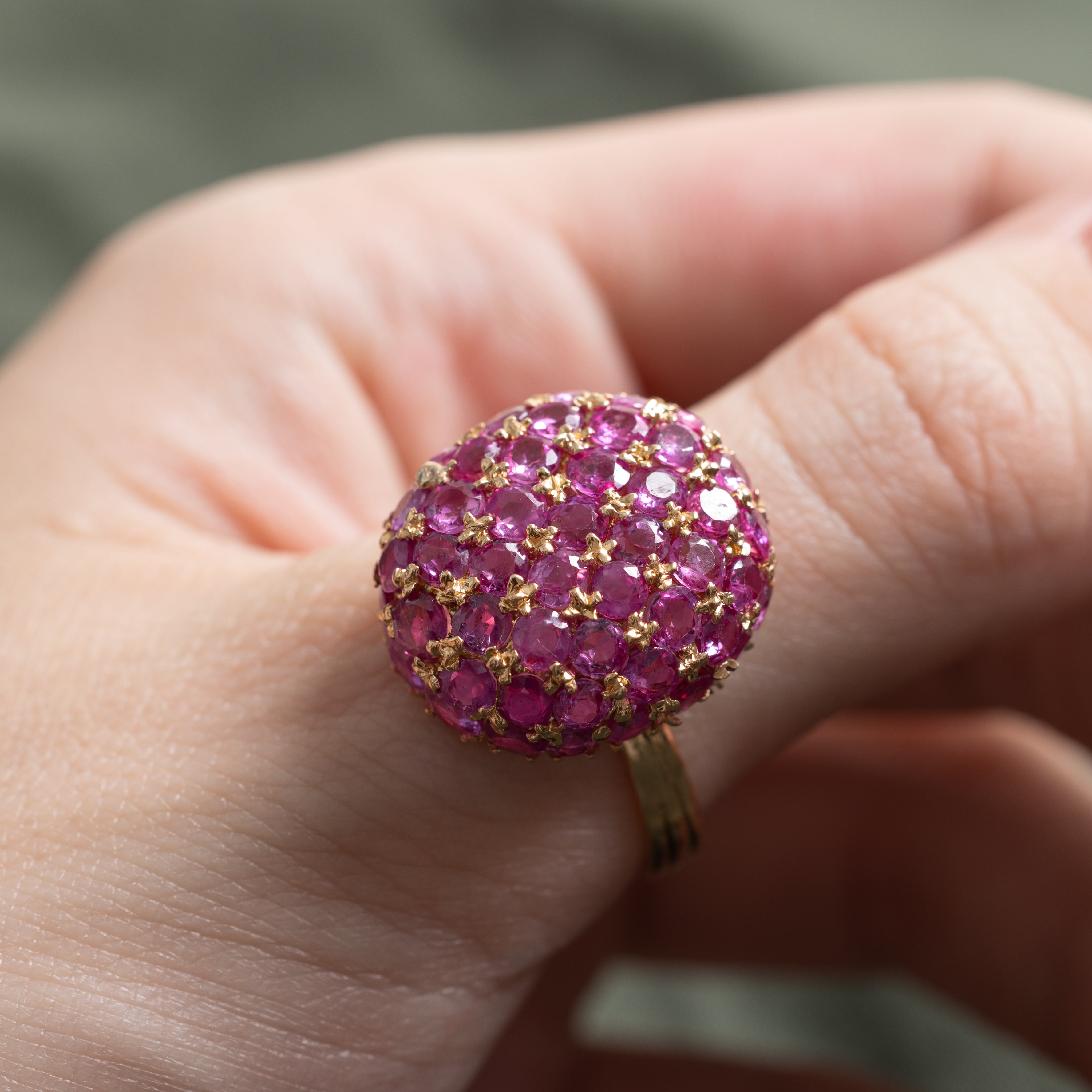 Synthetic Ruby Oval Cluster Cocktail Ring | 7.60ctw | SZ 9.25
