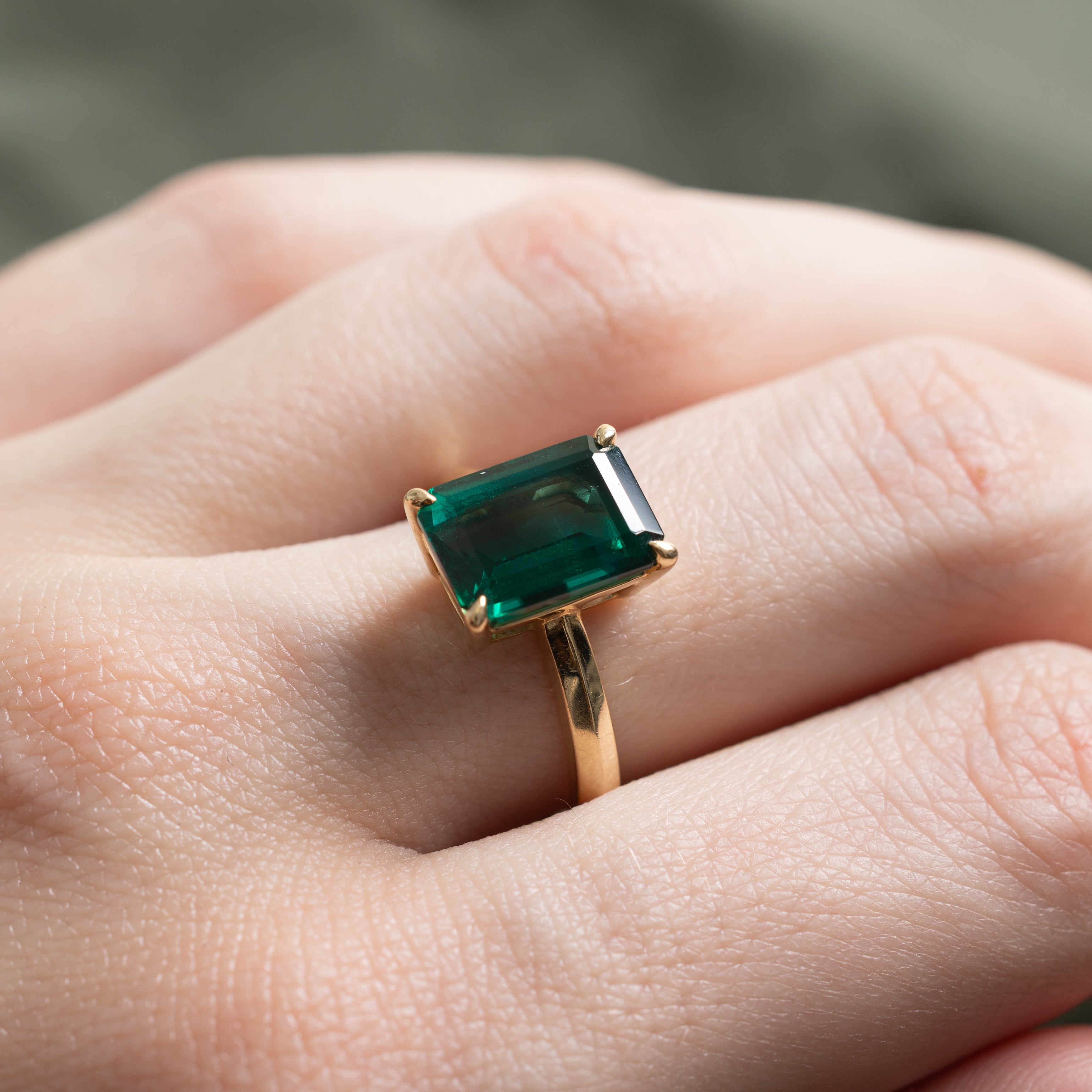 Synthetic Emerald Cocktail Ring | 3.05ct | SZ 7
