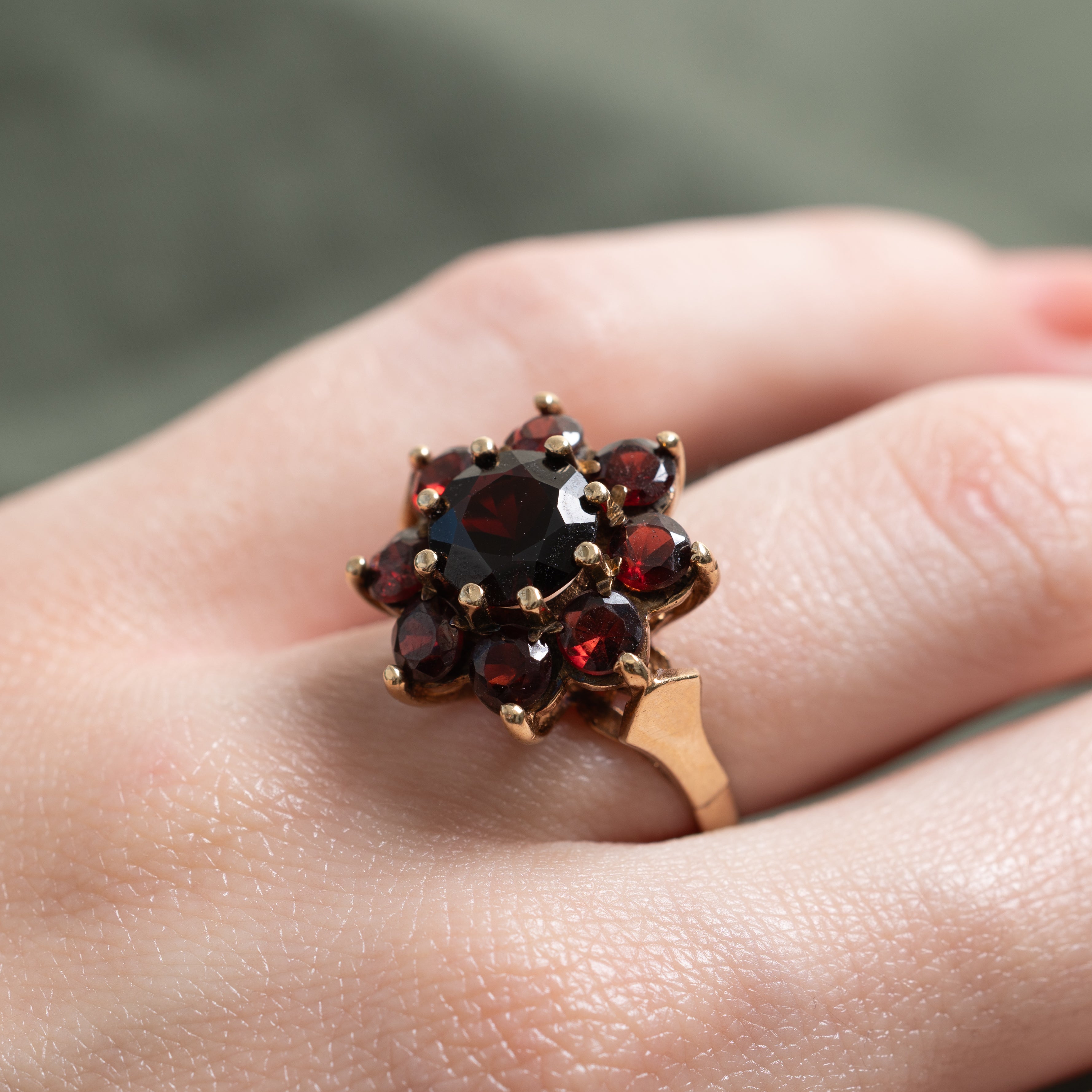 Garnet Petal Halo Cocktail Ring | 4.84ctw | SZ 6