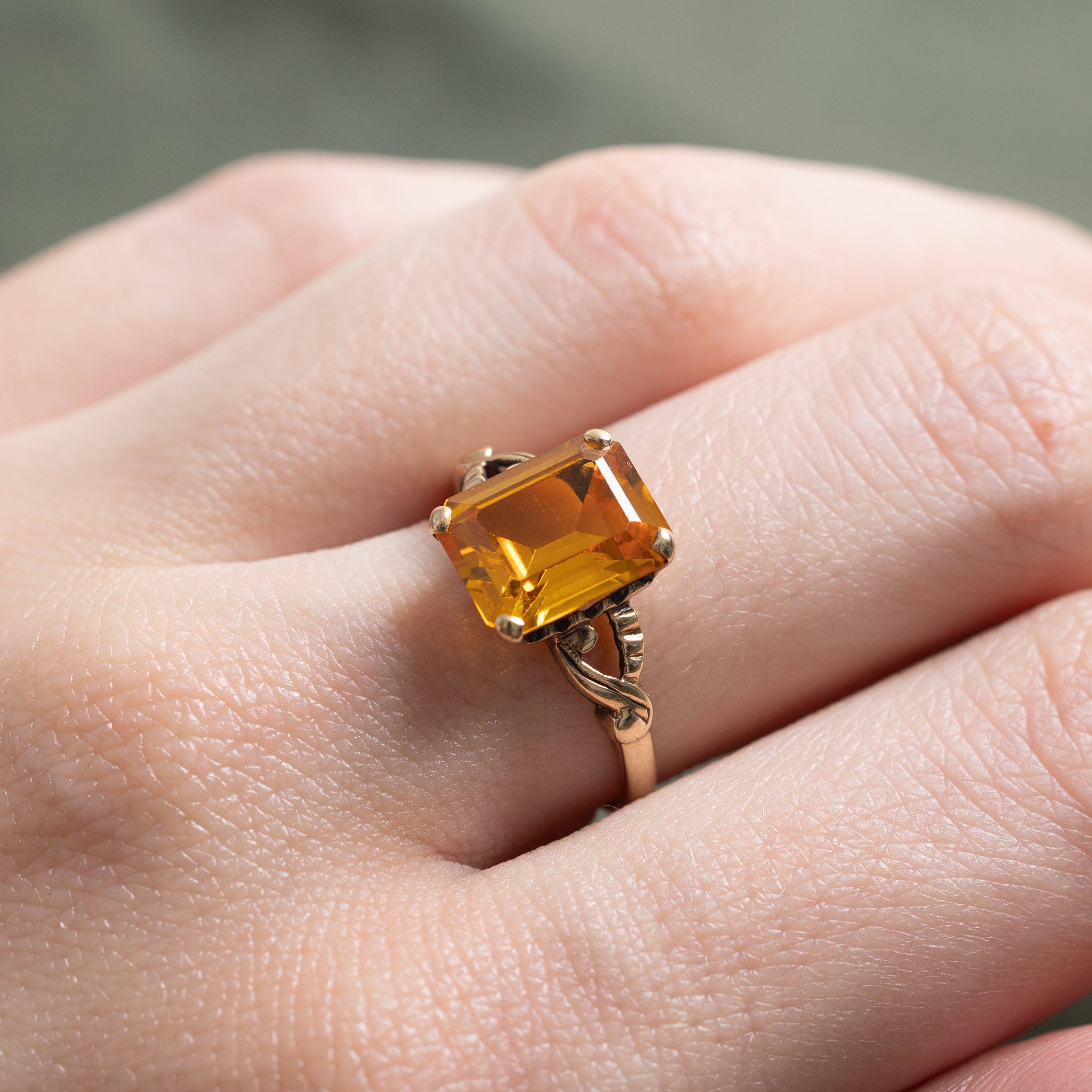 Synthetic Orange Sapphire Open Shank Ring | 3.80ct | SZ 6.25