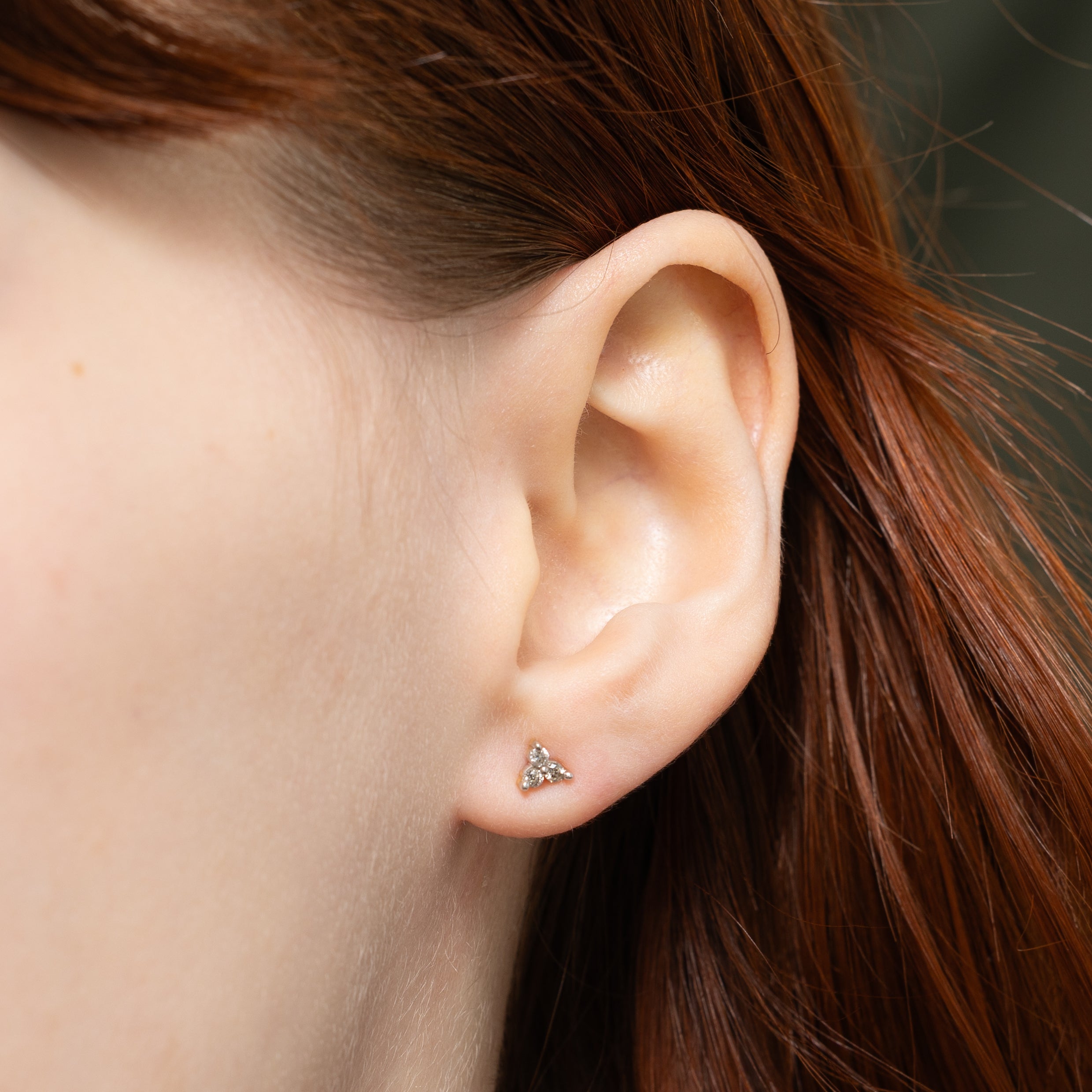 Diamond Triangle Cluster Stud Earrings