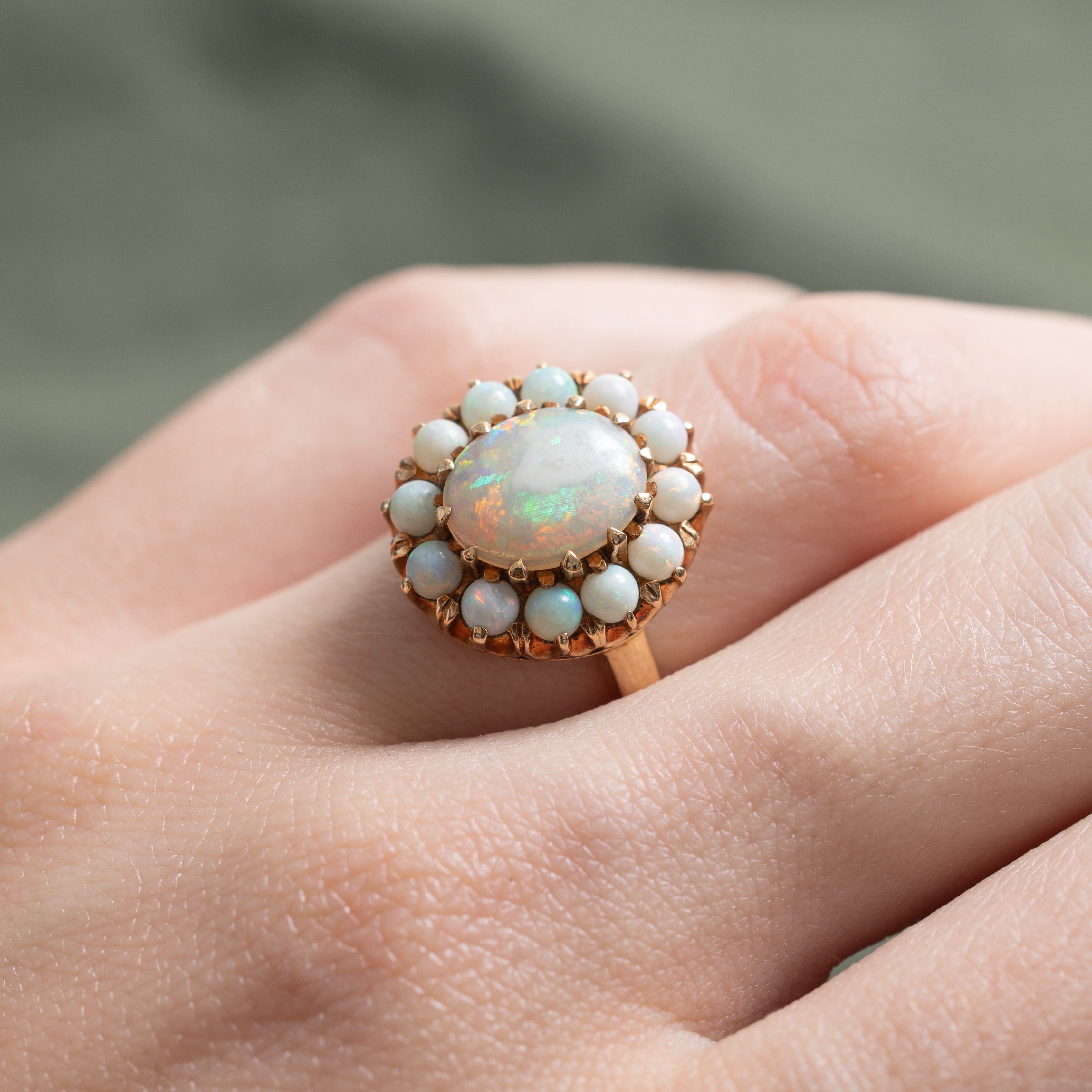 Cabochon Opal Halo Ring | 1.18ctw | SZ 4.5