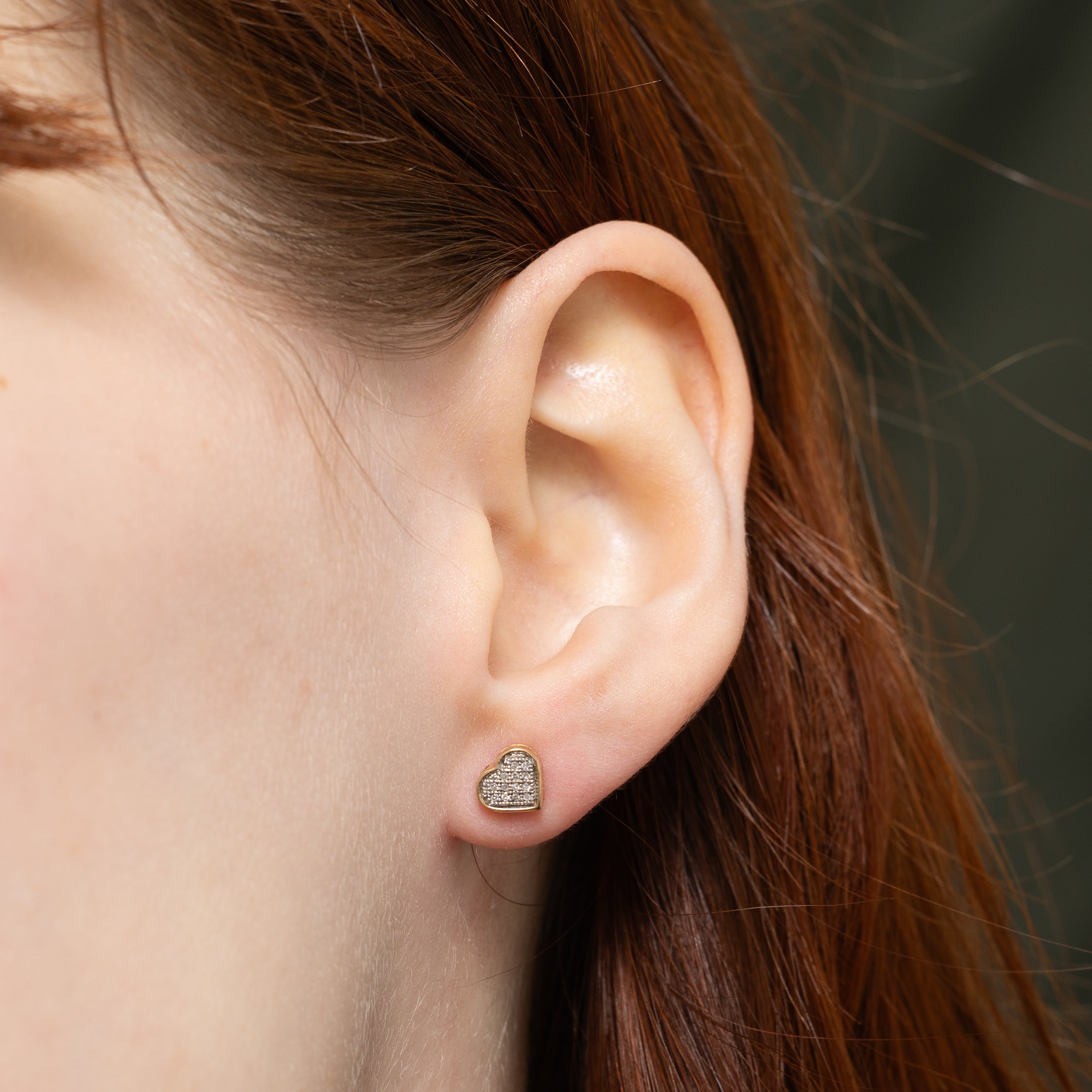 10k Diamond Heart Cluster Stud Earrings