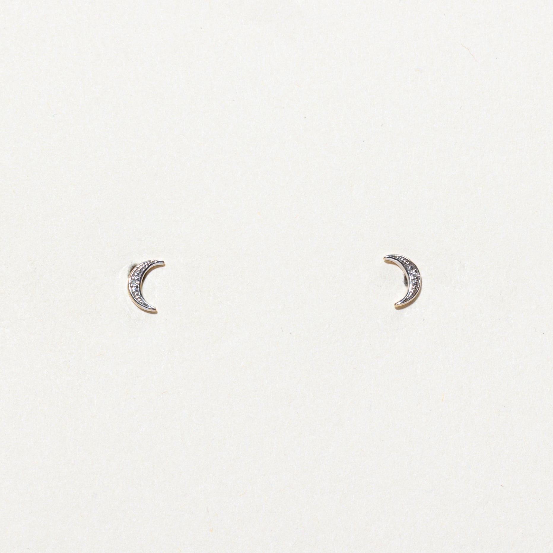 10k Diamond Crescent Moon Stud Earrings