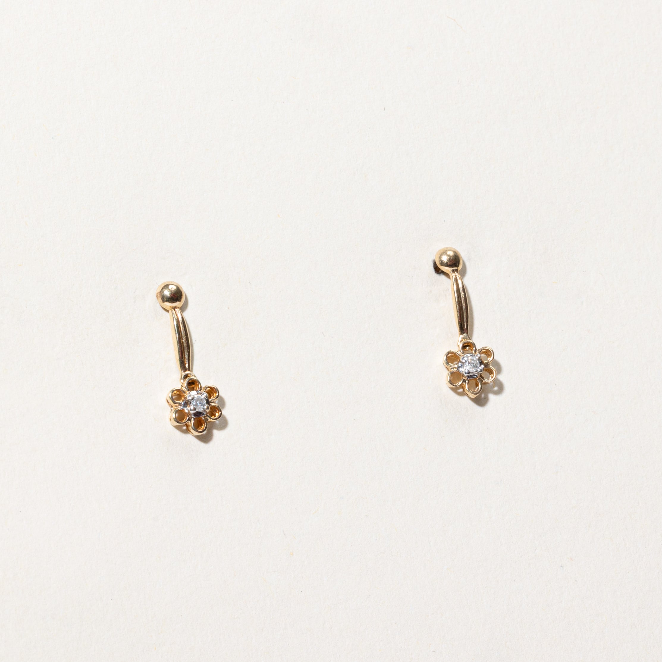 10k Diamond Flower Drop Earrings